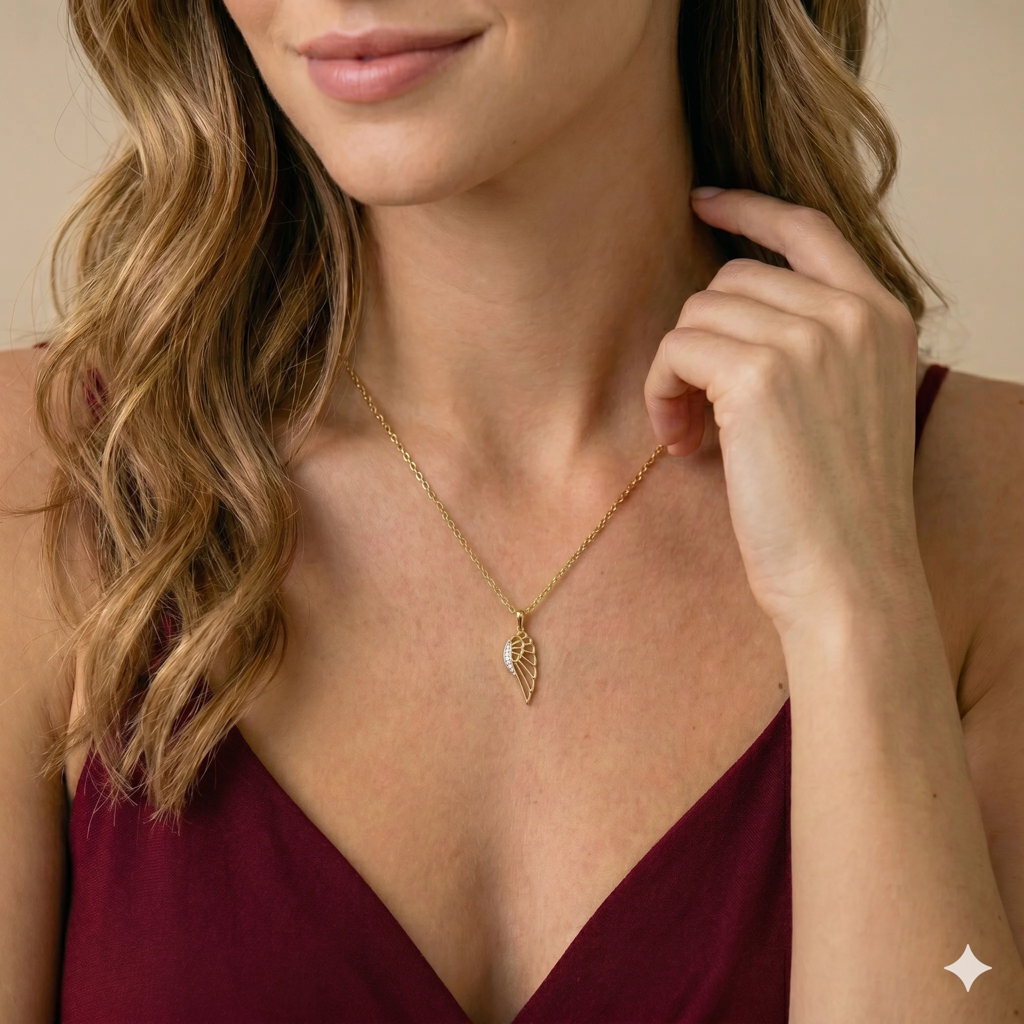 14K Gold | Anhänger Flügel mit Zirkonia K093 - Image 2