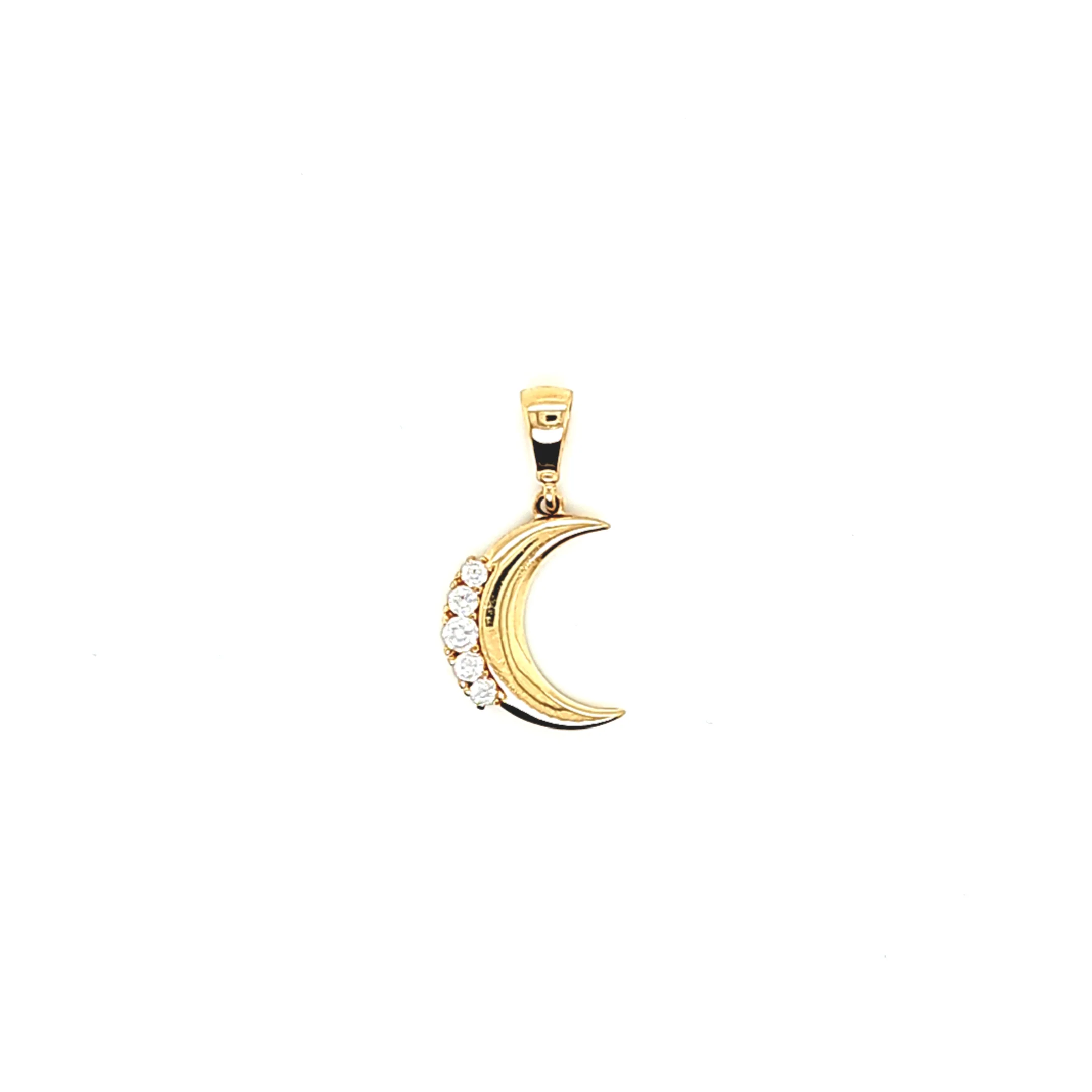 14K Gold | Anhänger mit Mond und Zirkonia K078