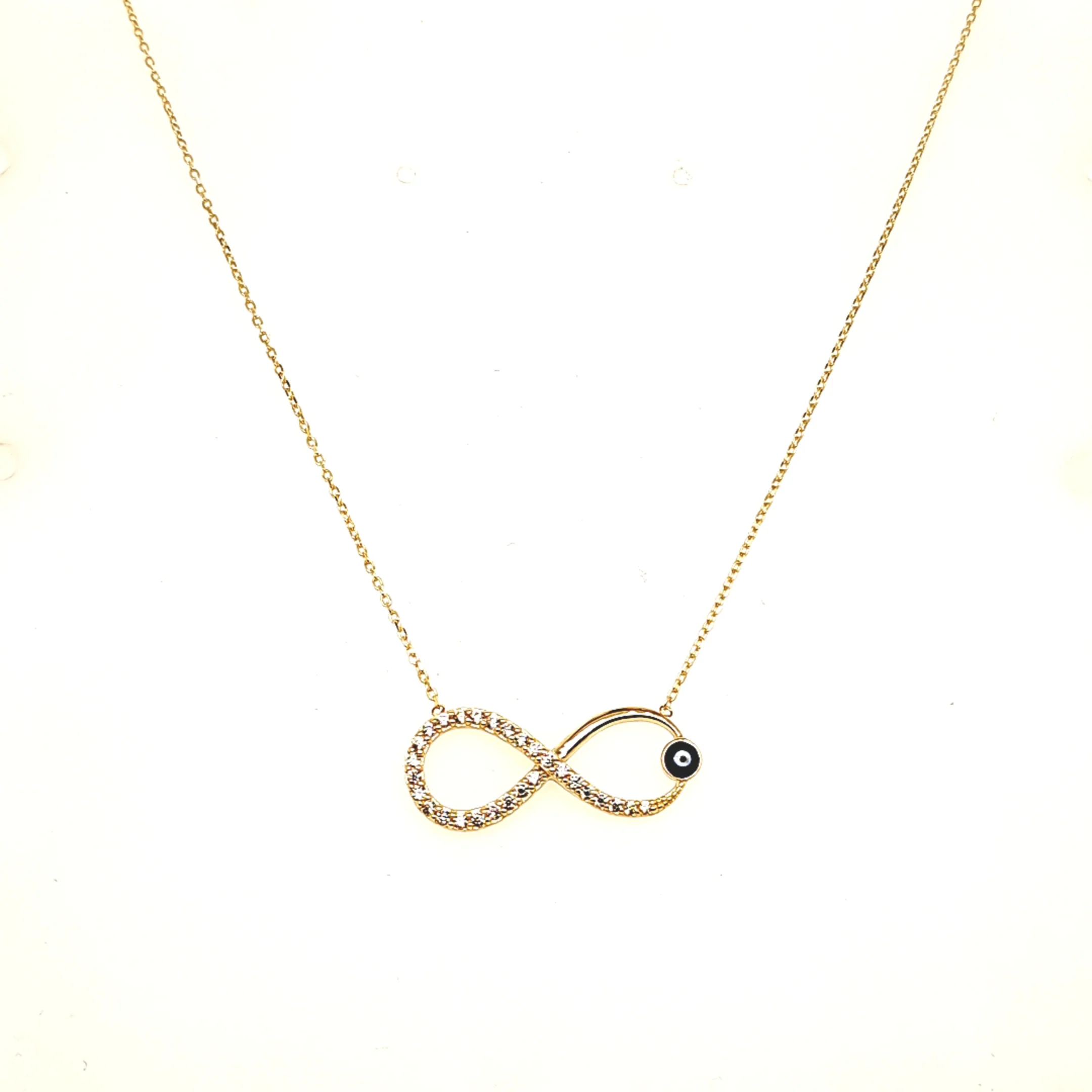 14K Gold | Halskette mit Zirkonia Infinity und Nazar - Image 2
