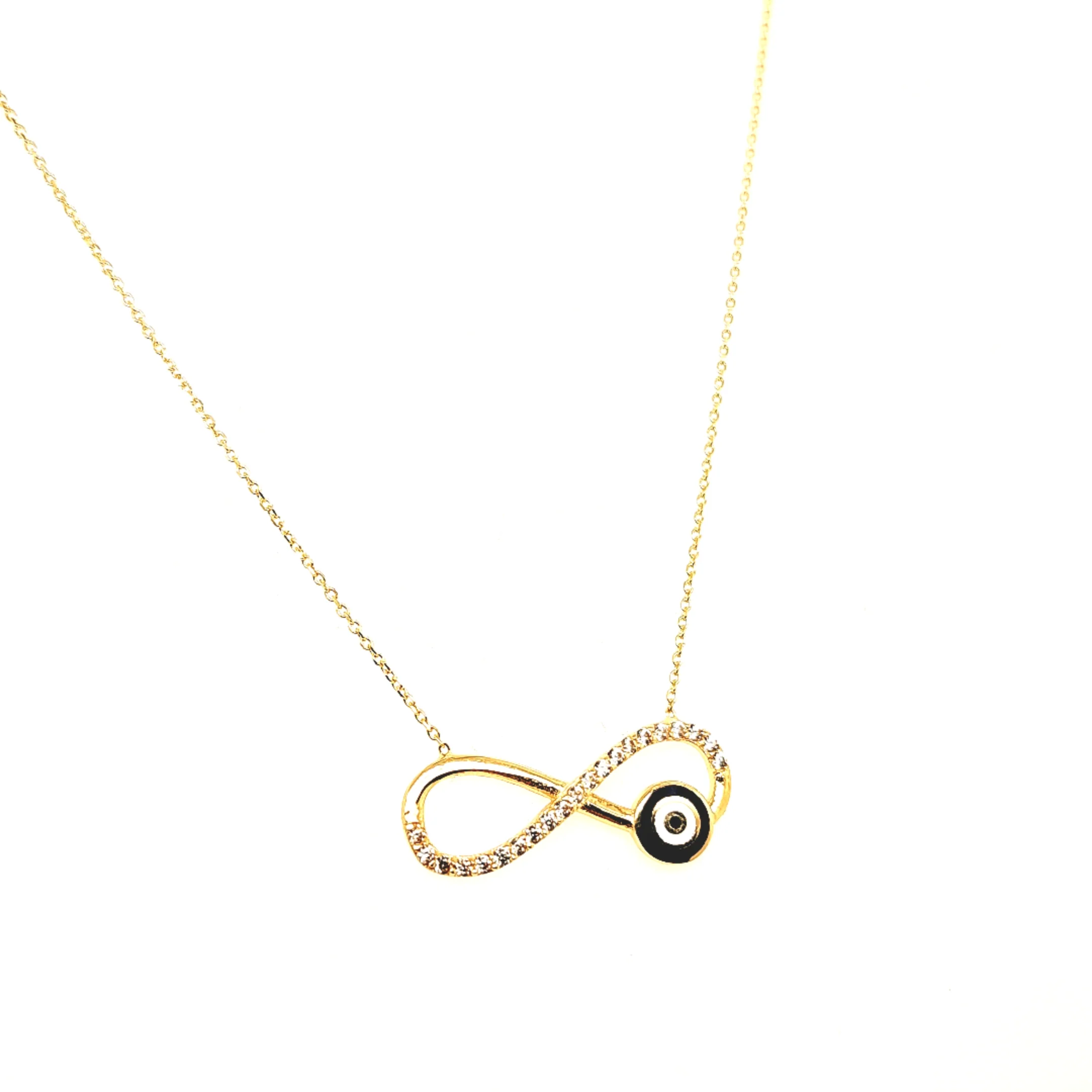 14K Gold | Halskette mit Zirkonia Infinity und Nazar groß - Image 3