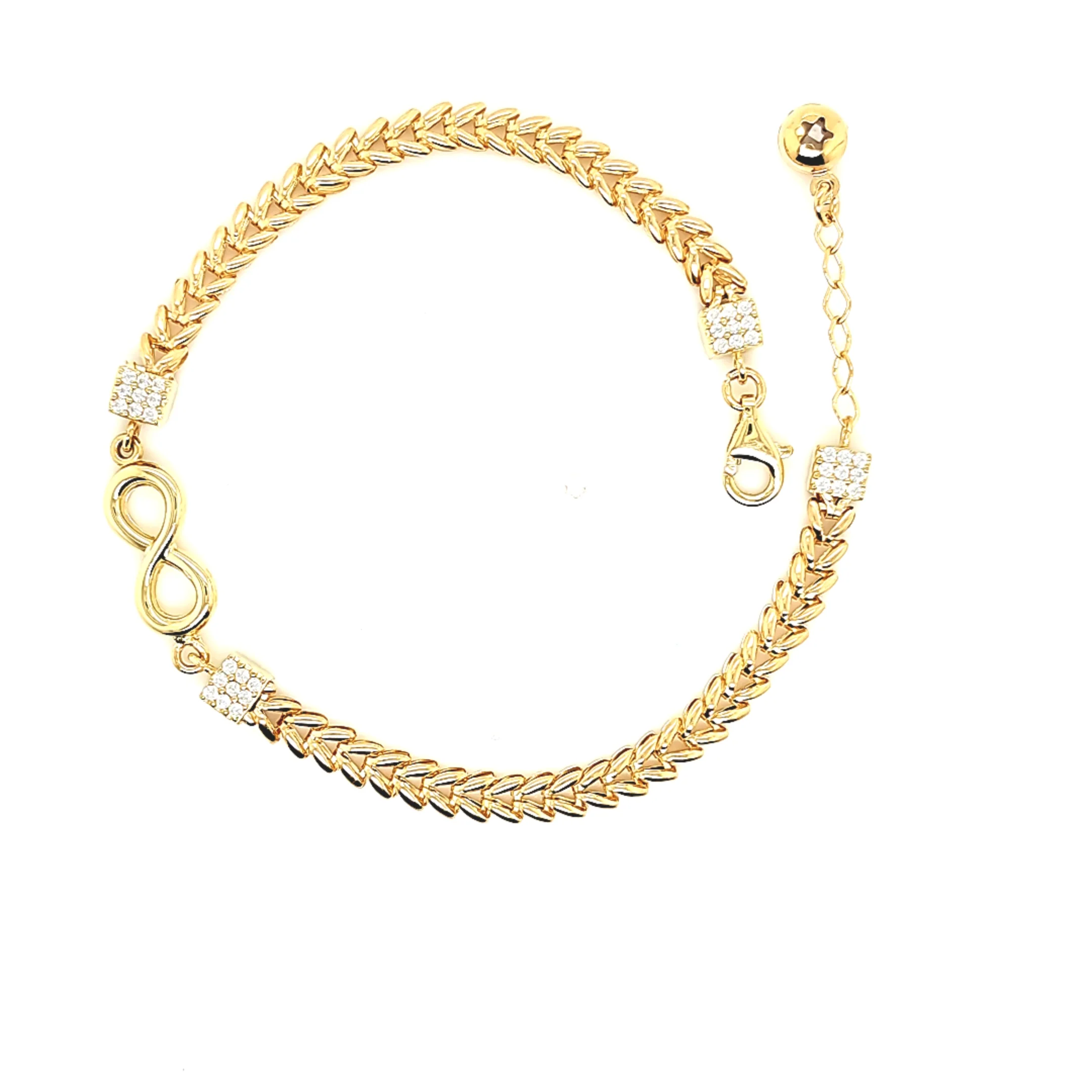 14K Gold | Armband ID-Band mit Zirkonia und Infinity