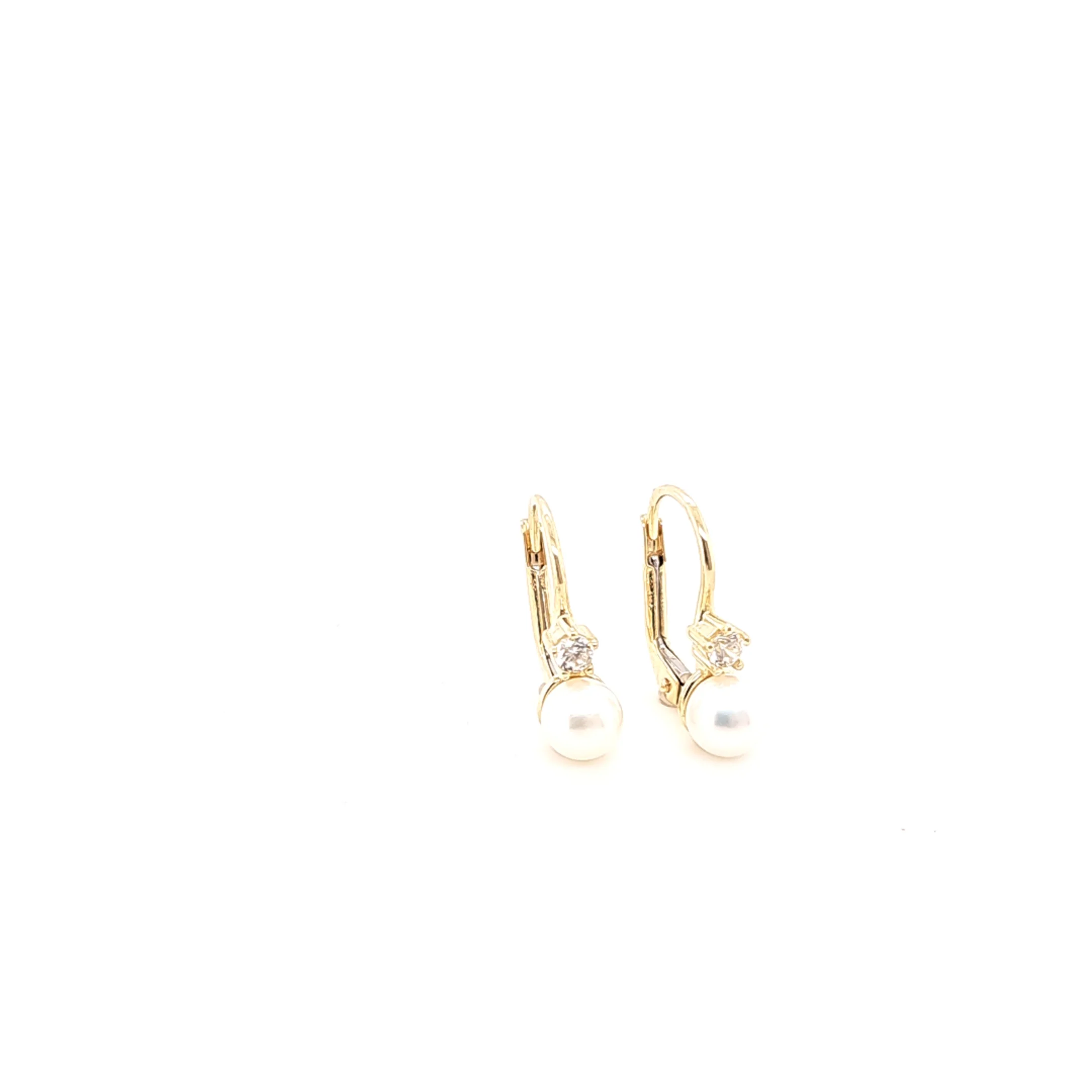 14K Gold | Ohrstecker mit Perle und Zirkonia - Image 2