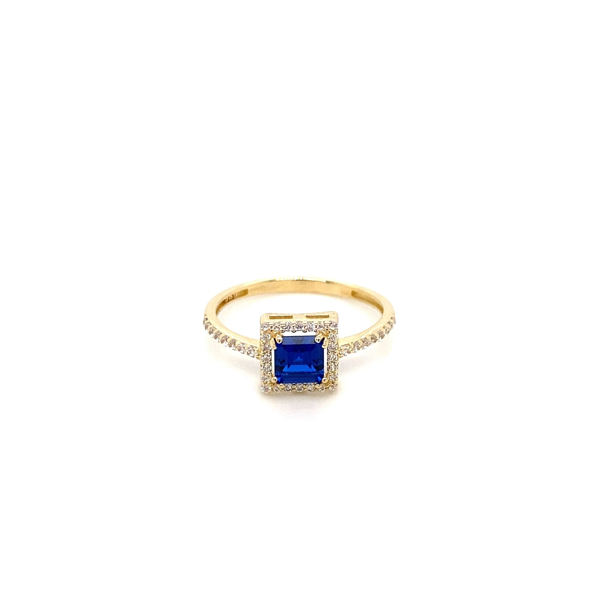 14K Gold | Quadratischer Funkelnder Strahlenkranz Ring - Image 3