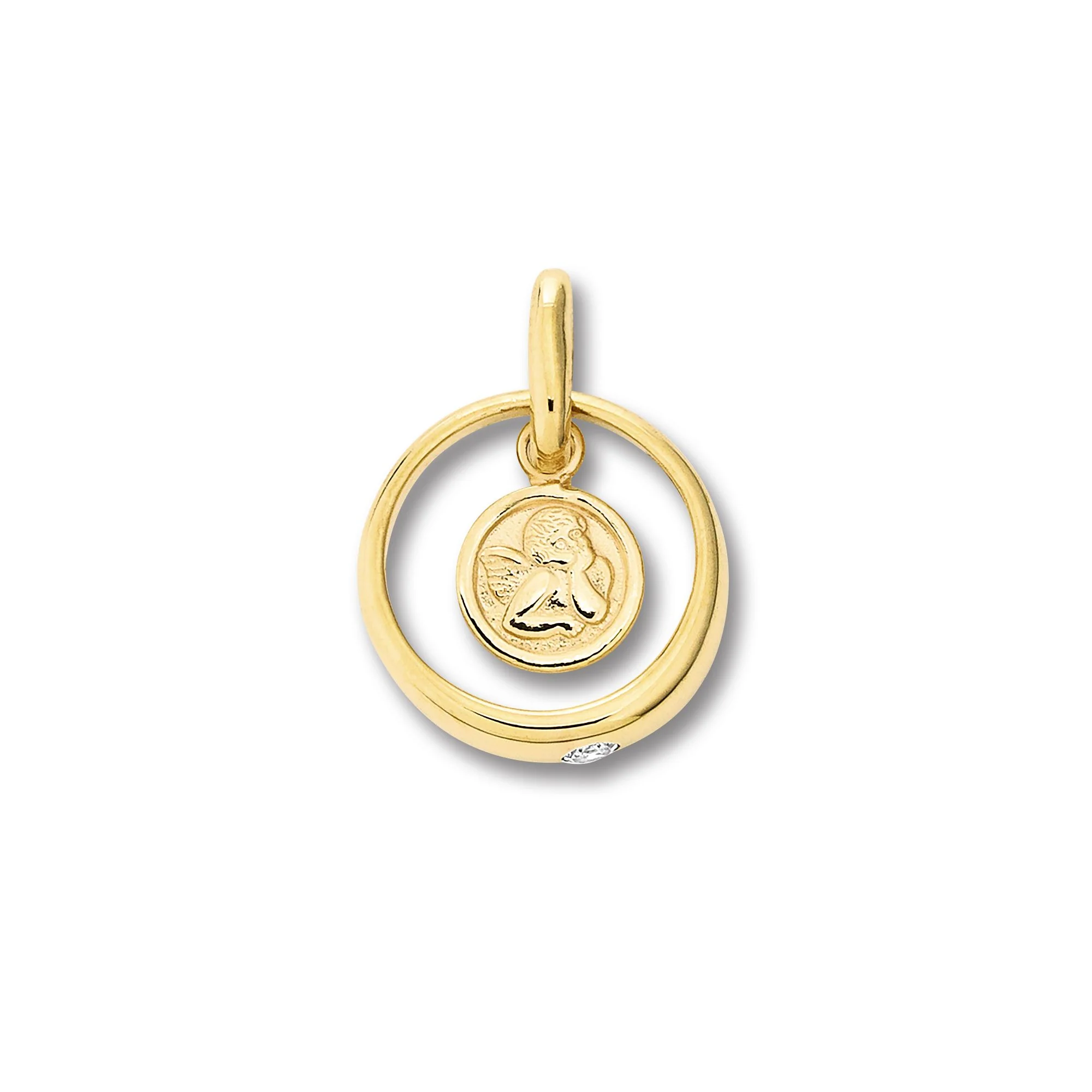 8K Gold | AnhÀnger Taufring mit Schutzengel