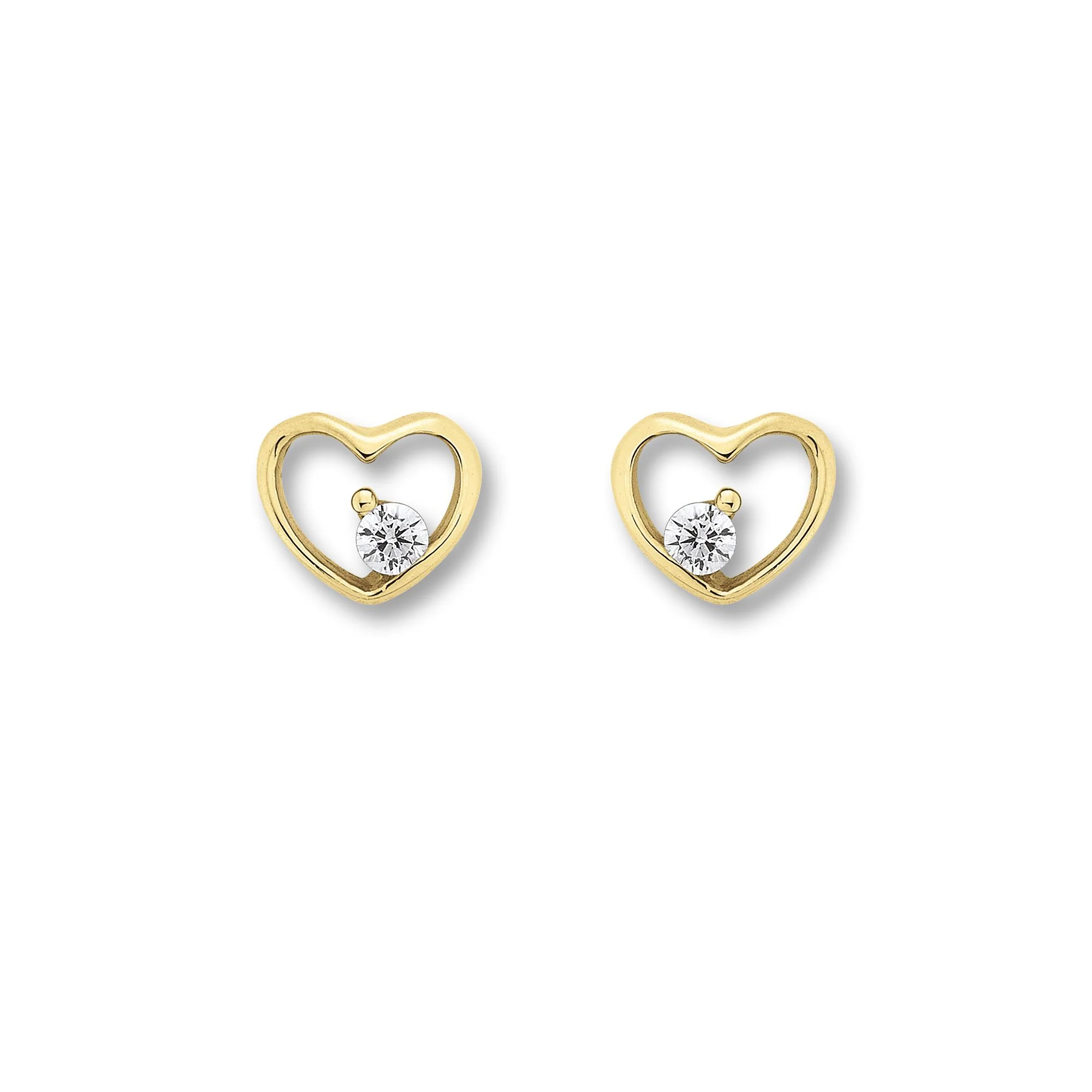 8K Gold | Ohrstecker Herz Zirkonia