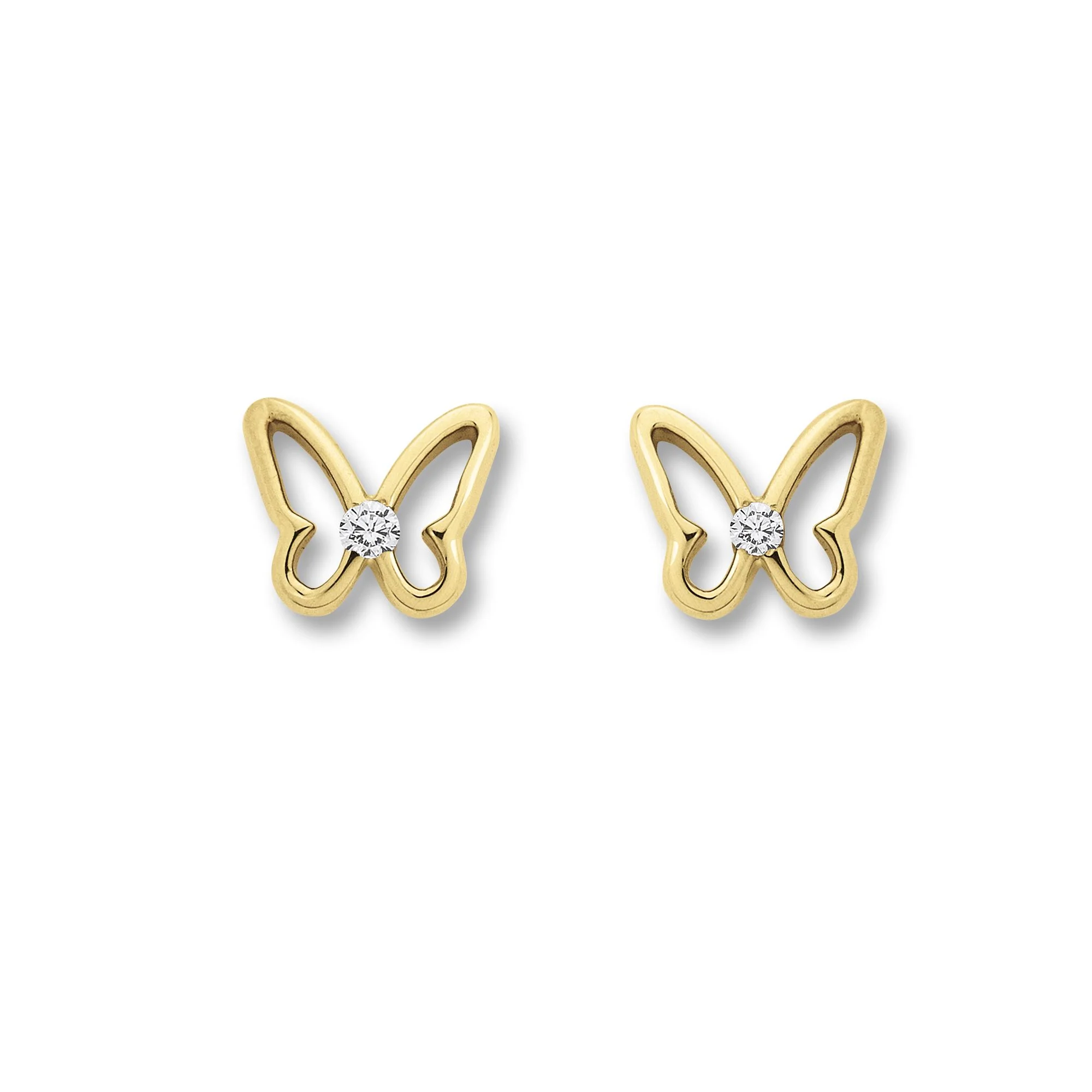 8K Gold | Ohrstecker Schmetterling Zirkonia