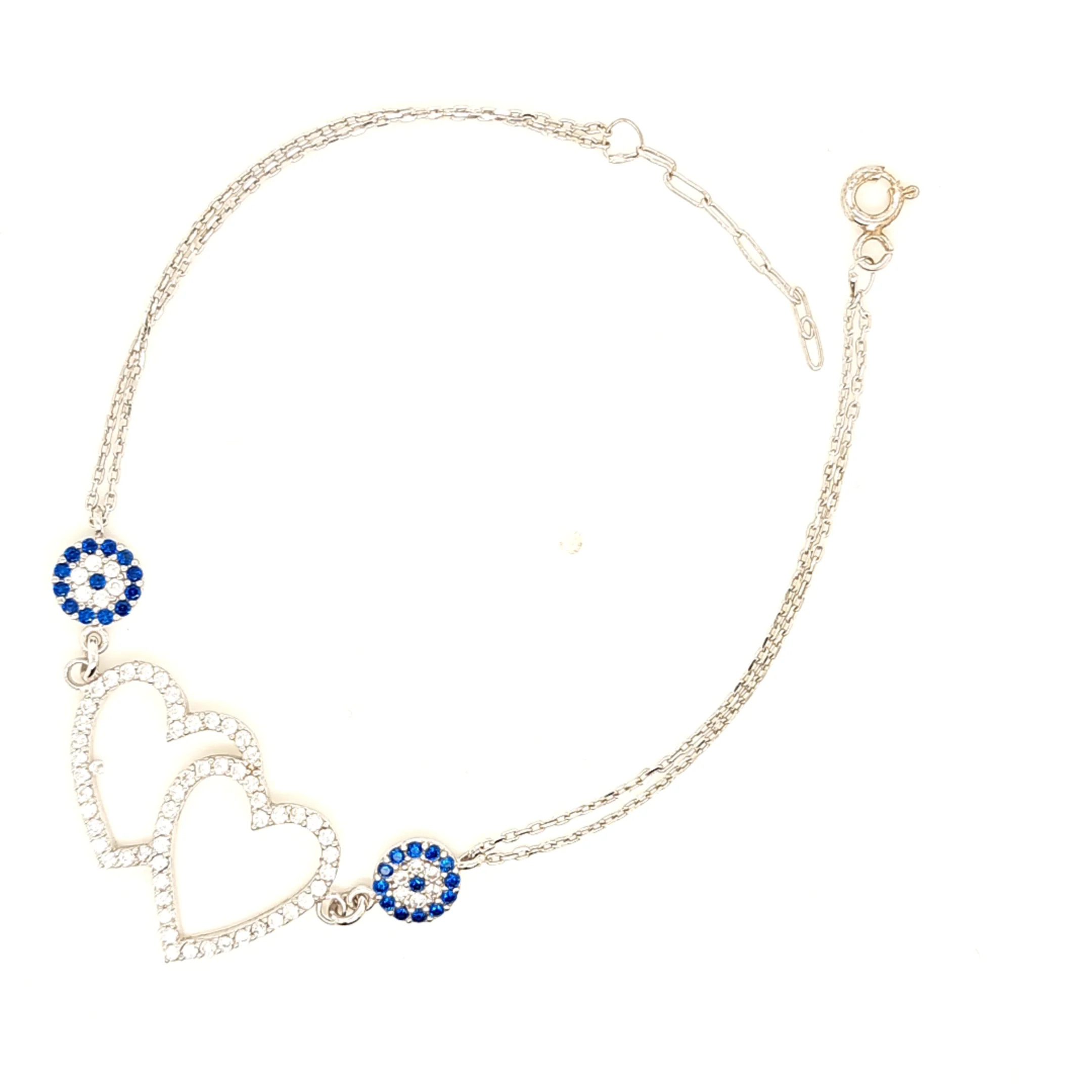 925 Silber |  Armband Herz mit Zirkonia und Nazar