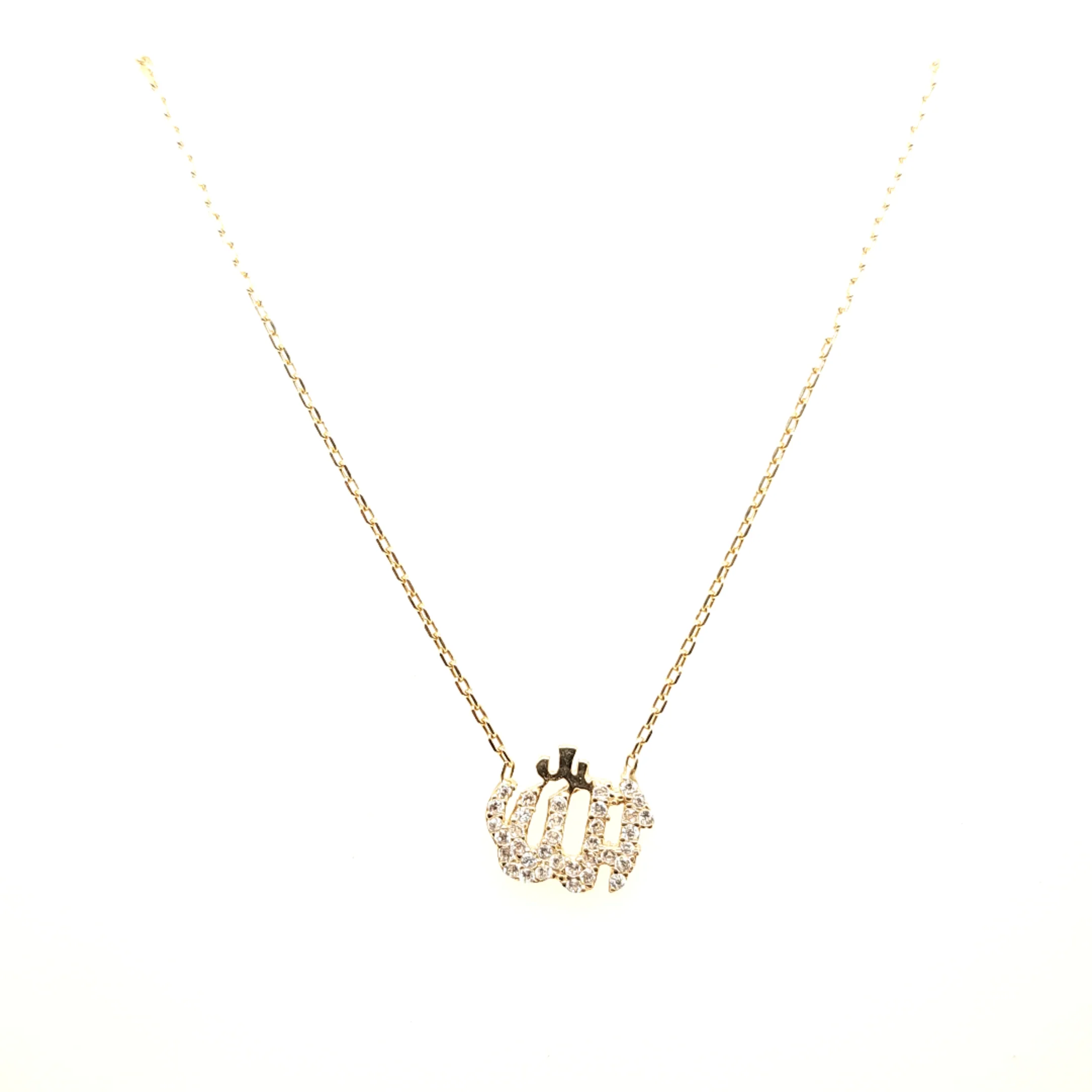 925 Silber |  Halskette Allah mit Zirkonia Klein