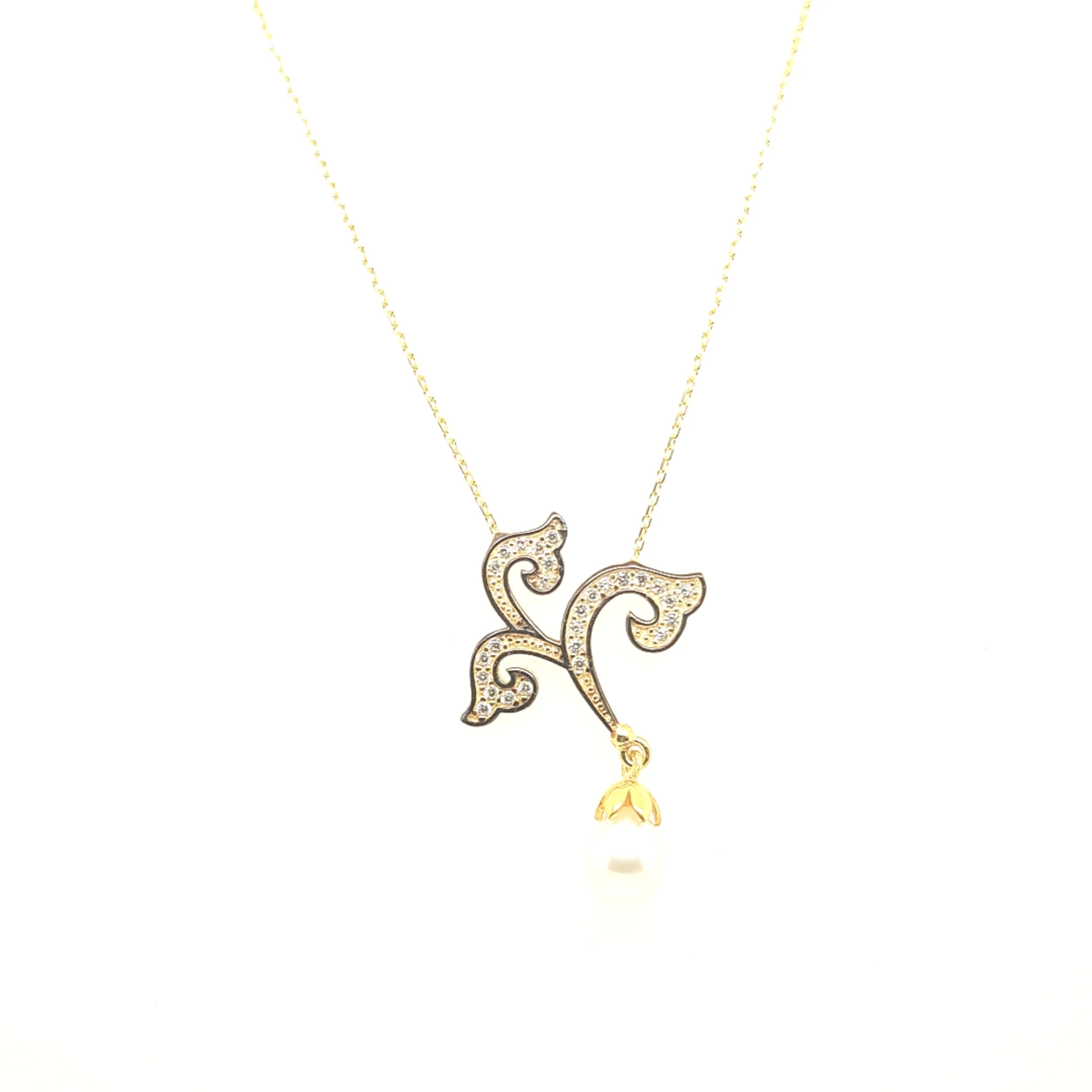 925 Silber |  Halskette Blume mit Zirkonia