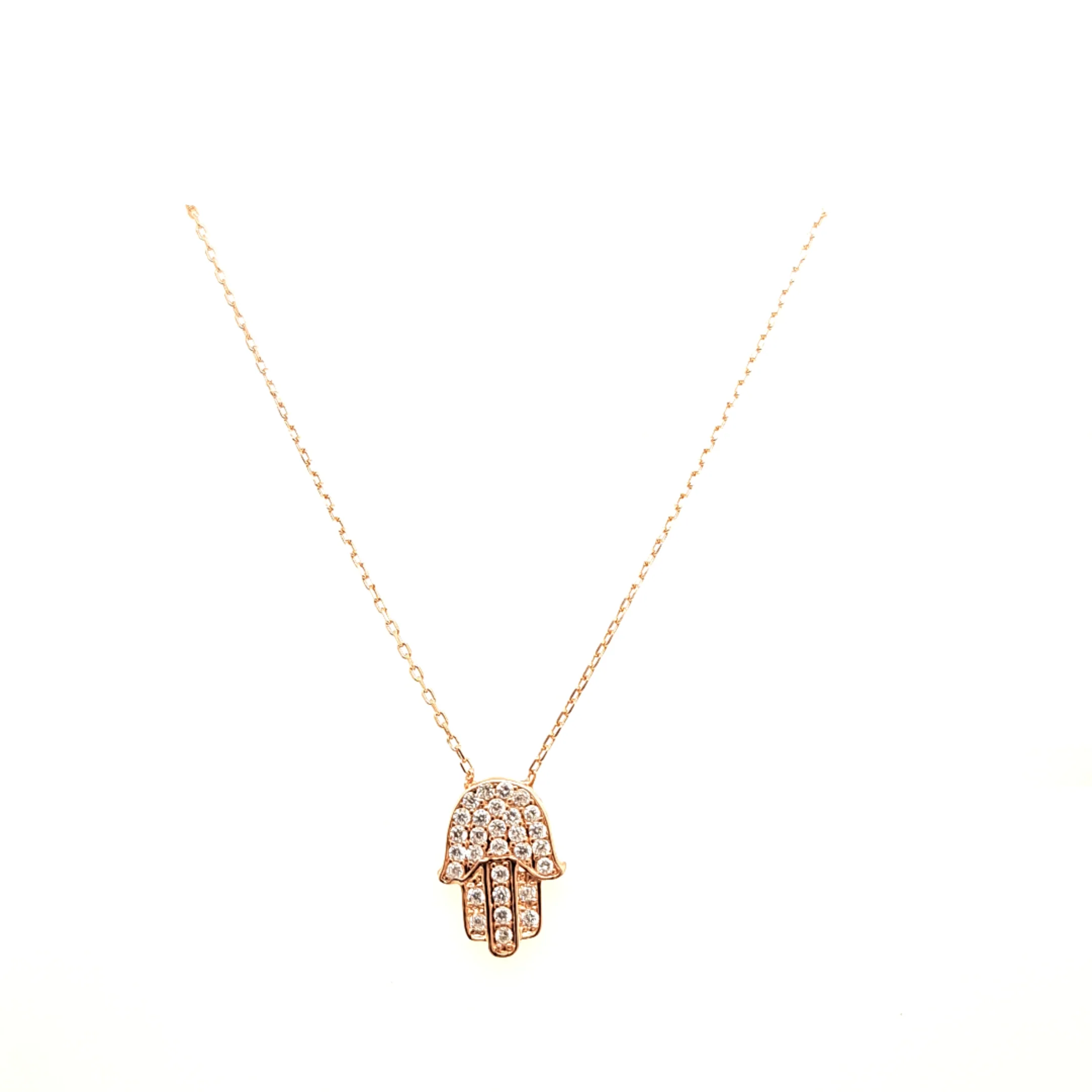925 Silber |  Halskette Fatimas Hand mit Zirkonia