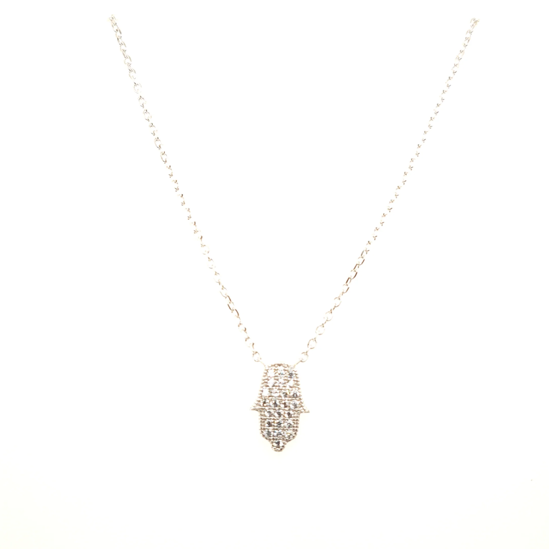 925 Silber |  Halskette Fatimas Hand mit Zirkonia
