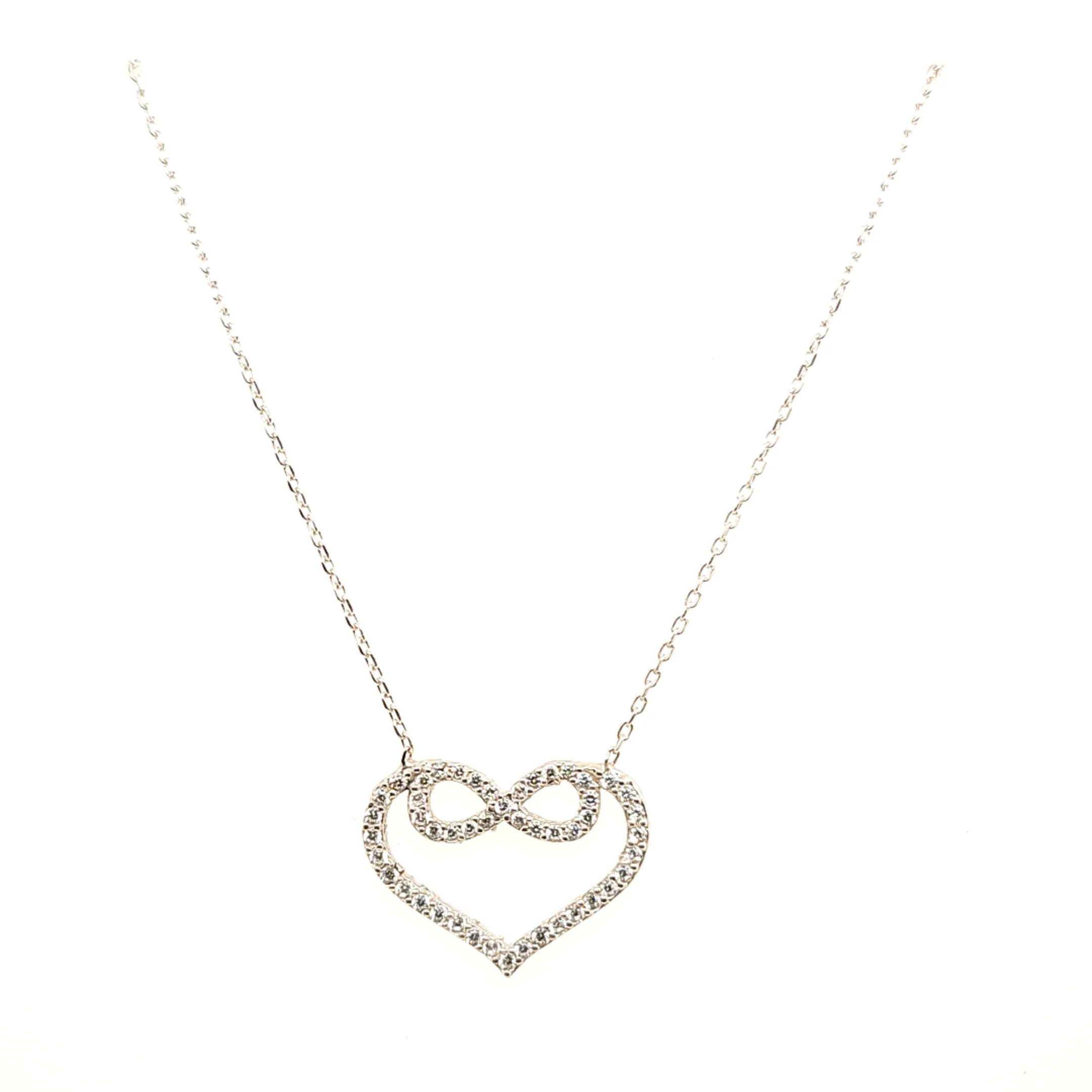925 Silber |  Halskette Herz mit Infinity und Zirkonia