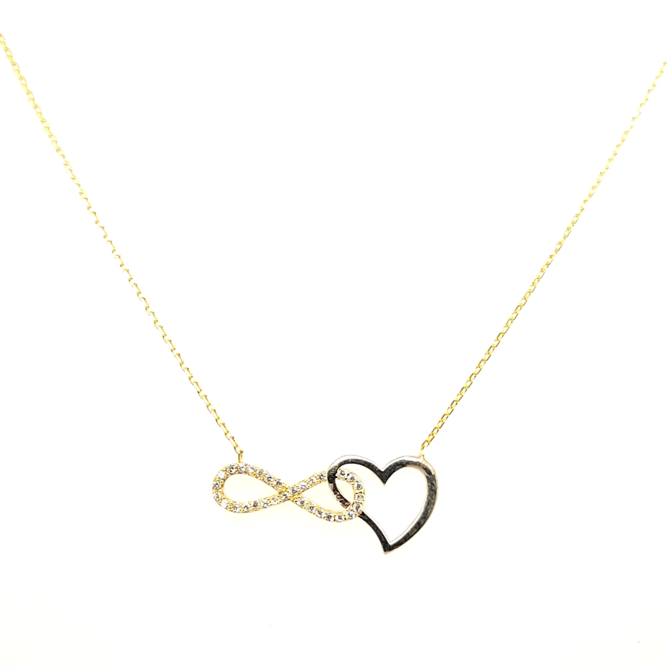 925 Silber |  Halskette Herz und Infinity mit Zirkonia