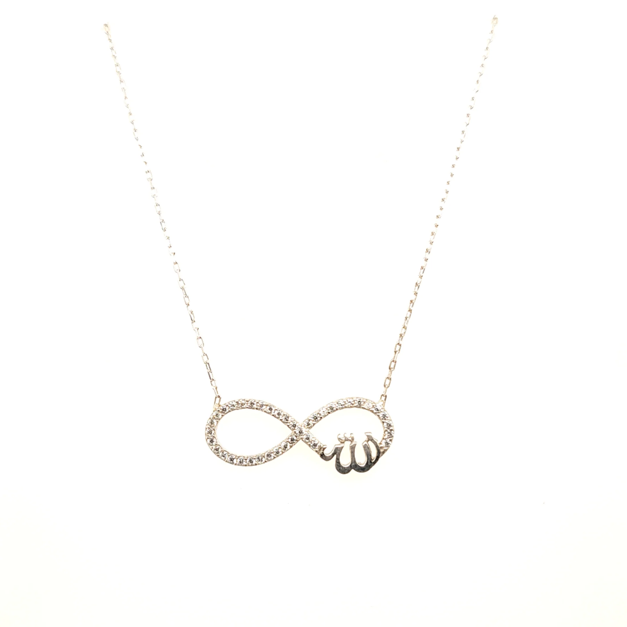 925 Silber | Halskette Infinity mit Allah und Zirkonia