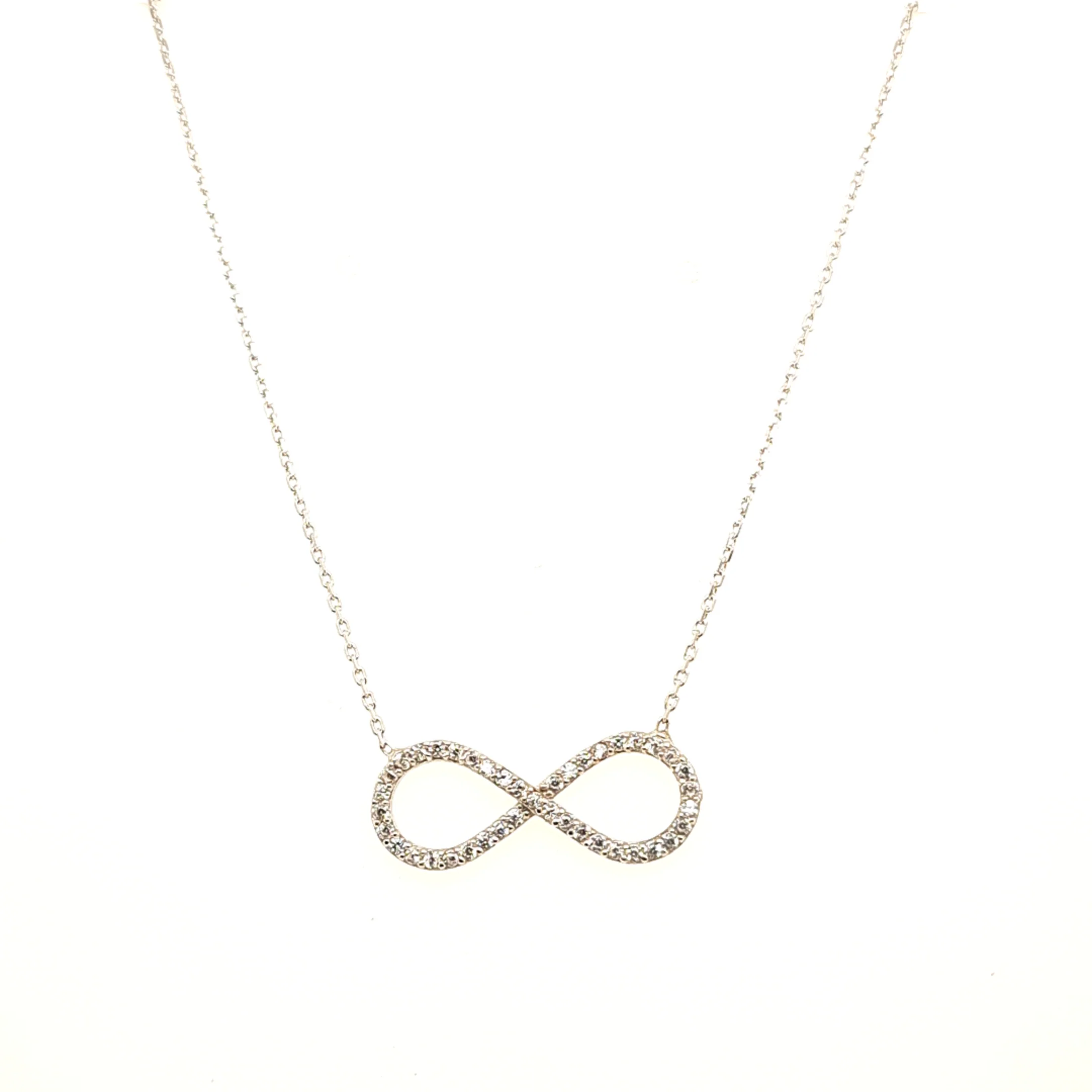 925 Silber | Halskette Infinity mit Zirkonia Mittelgroß