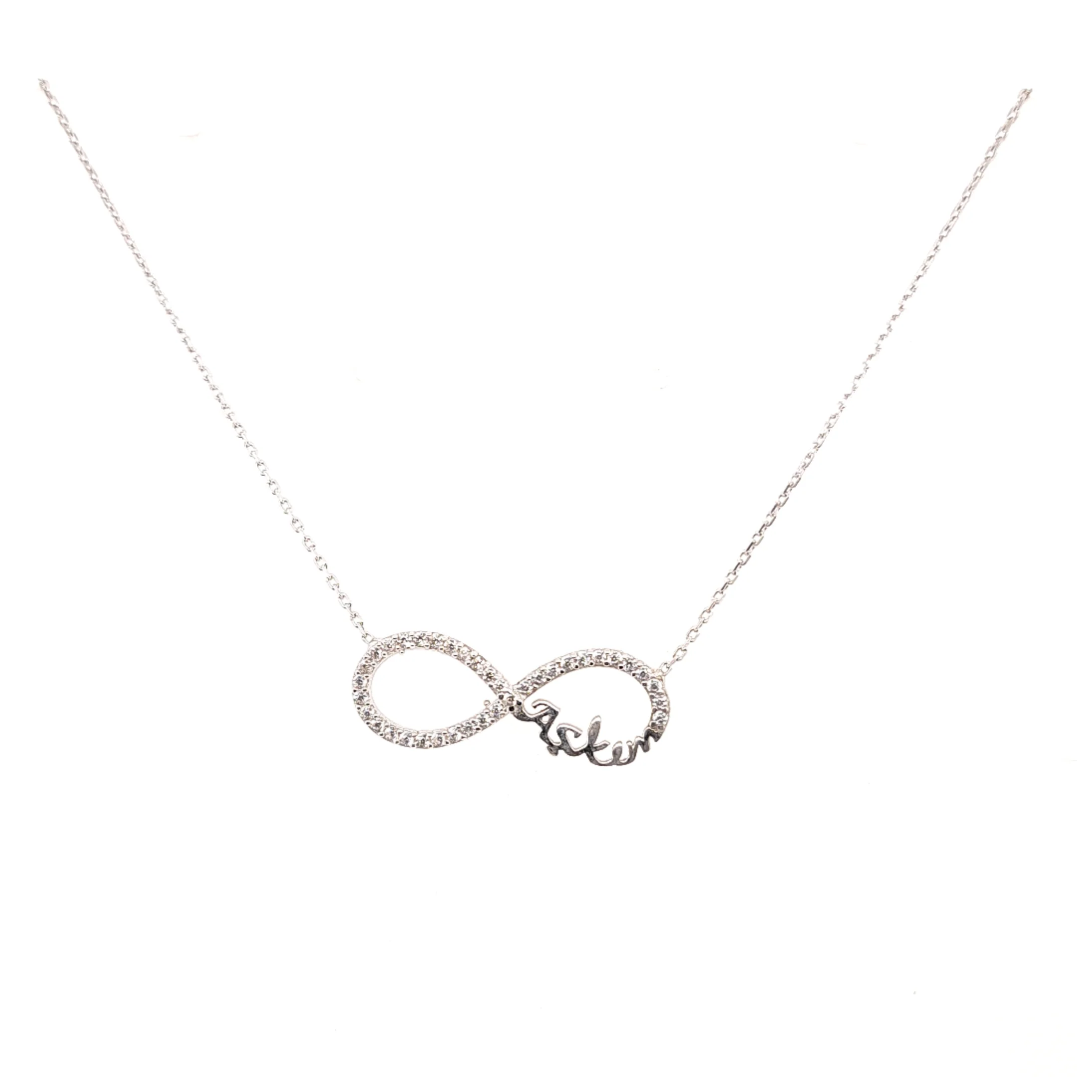 925 Silber |  Halskette Infinity mit Zirkonia und Askim