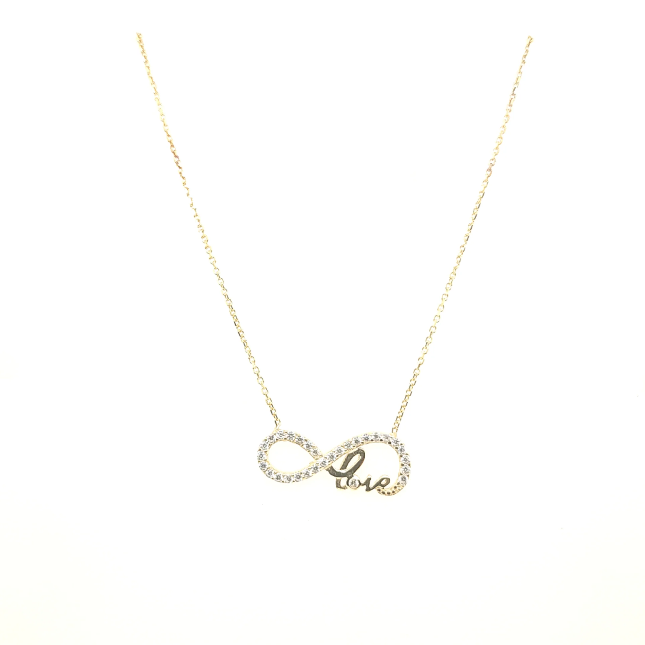 925 Silber |  Halskette Infinity mit Zirkonia und Love