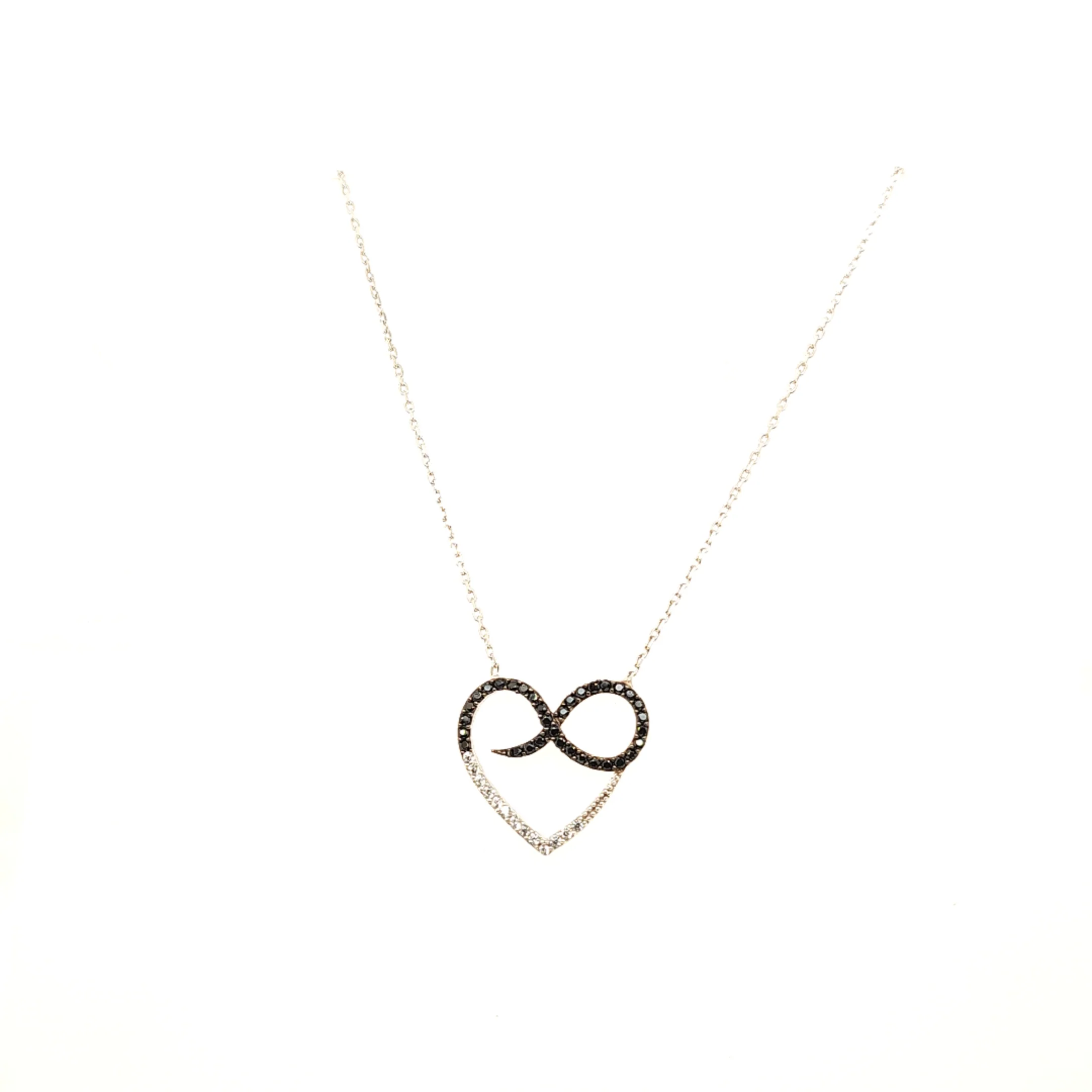 925 Silber |  Halskette Infinity und Herz mit Zirkonia