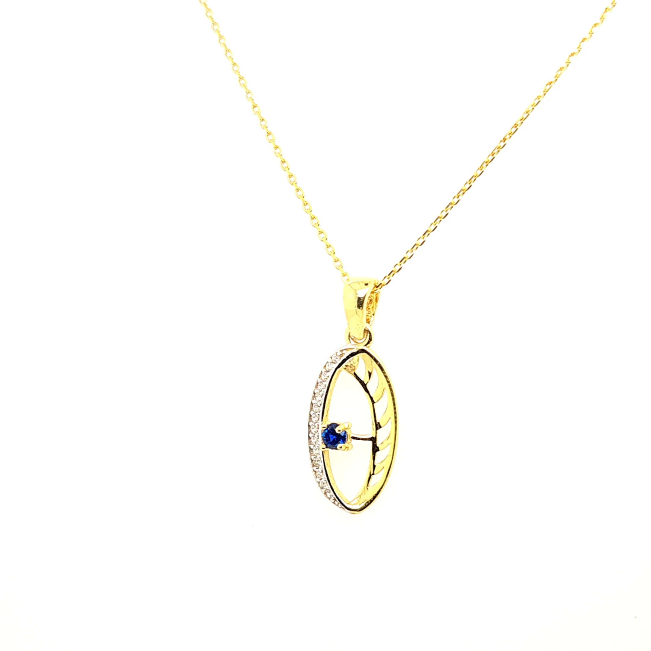 925 Silber |  Halskette mit blau Zirkonia