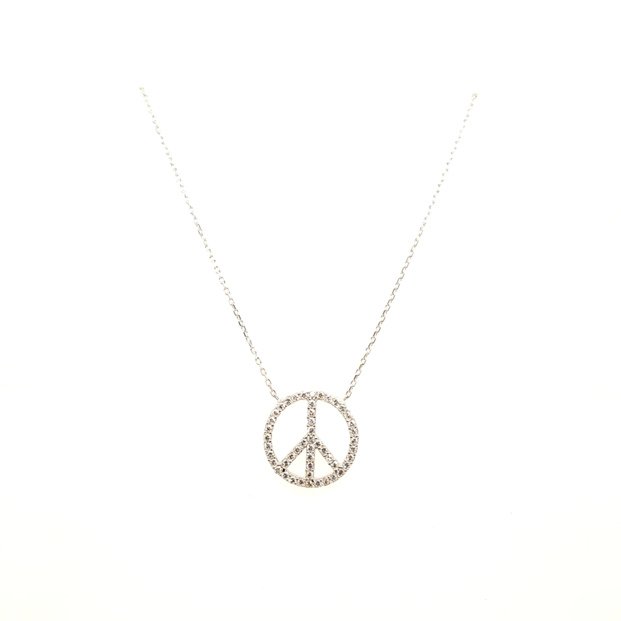 925 Silber | Halskette Peace mit Zirkonia