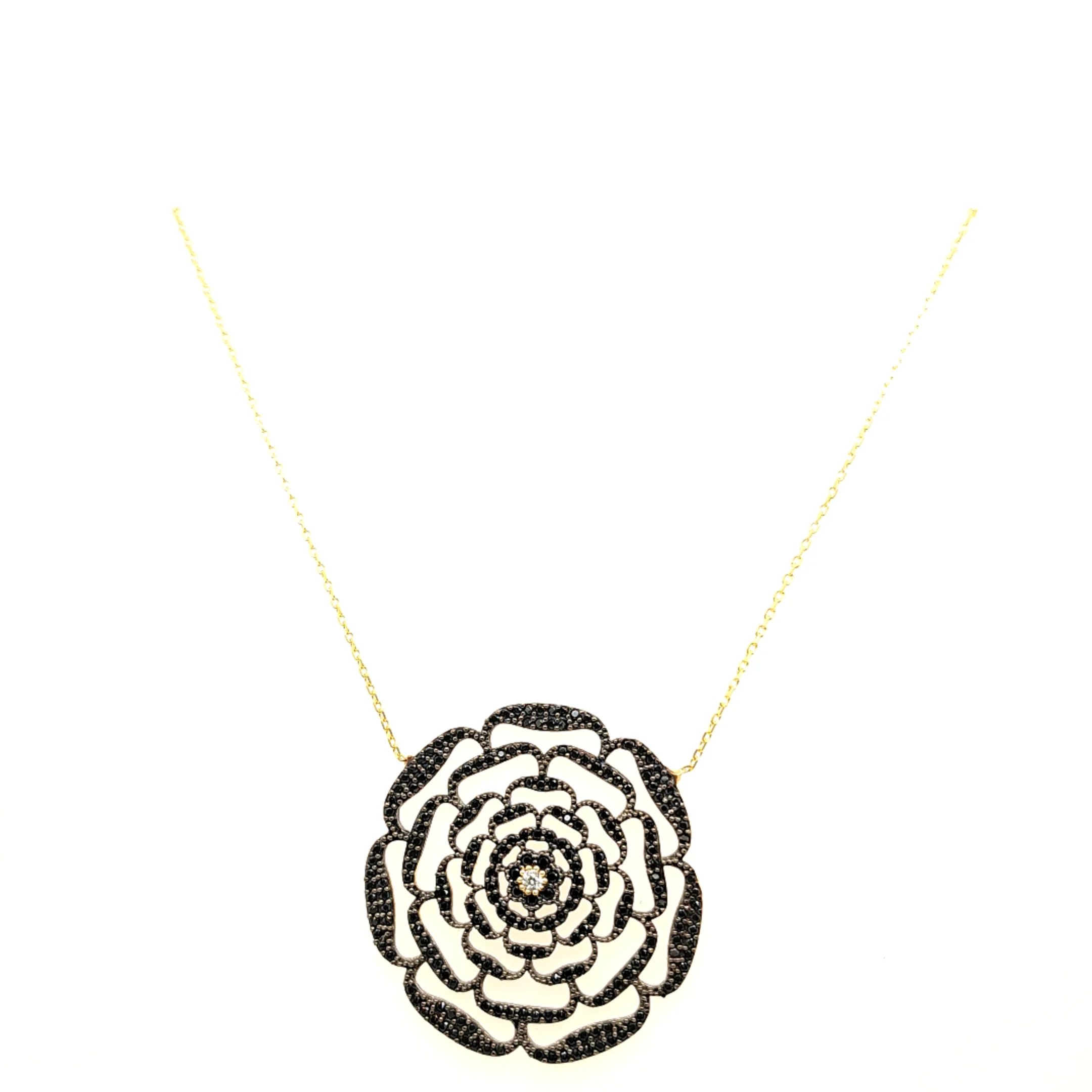 925 Silber | Halskette Rose mit Zirkonia