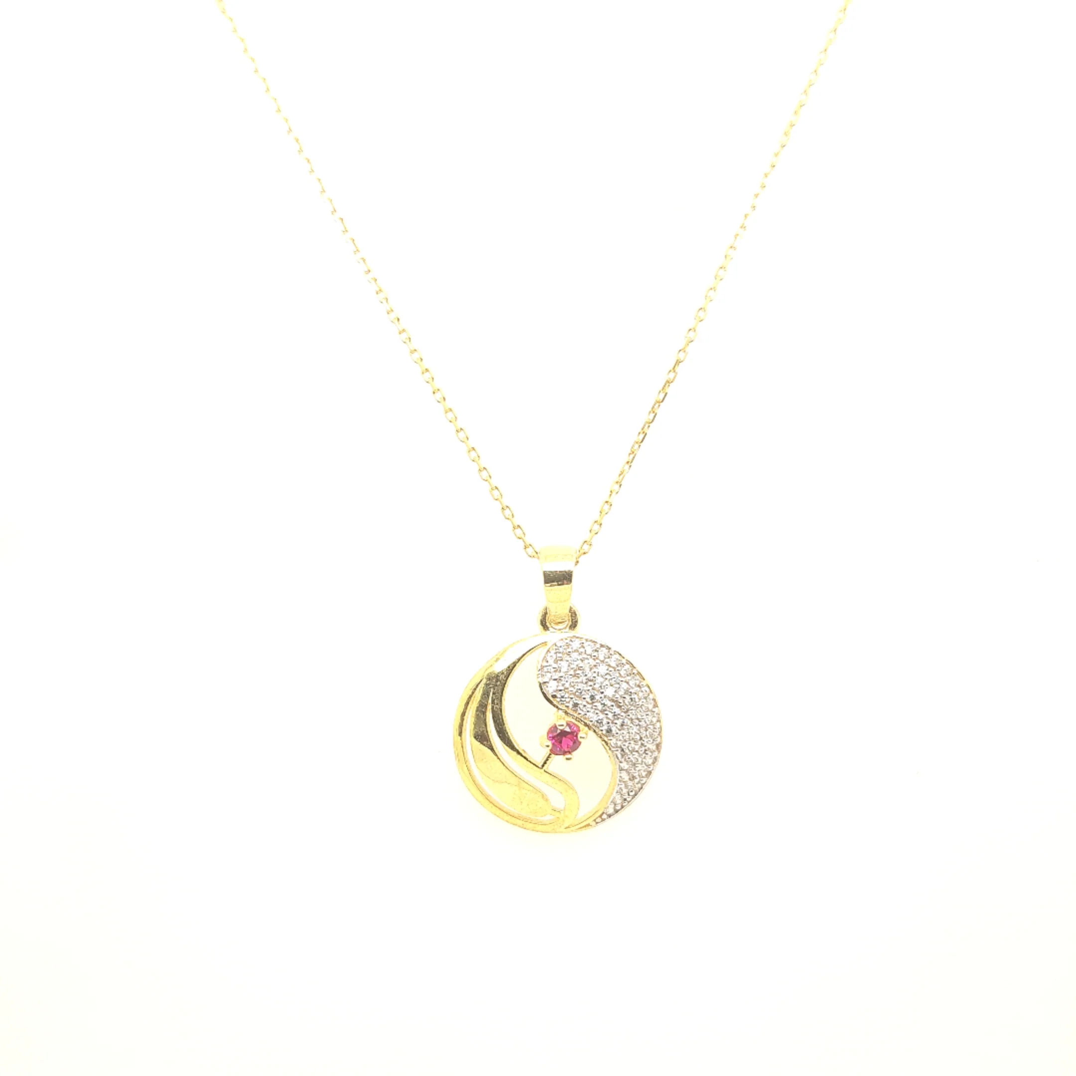 925 Silber |  Halskette Rund mit Zirkonia