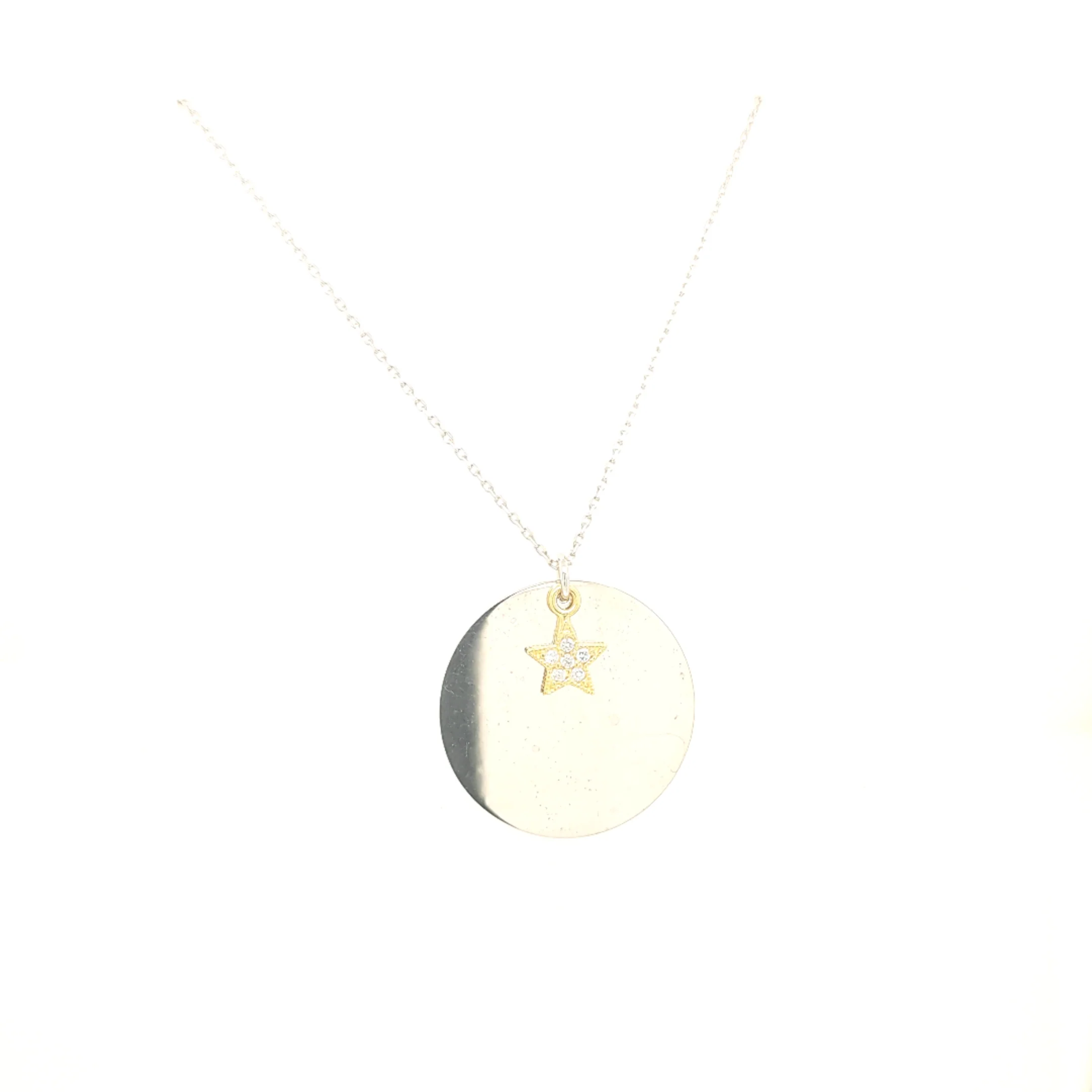925 Silber |  Halskette Rund mit Zirkonia und Stern - Image 2