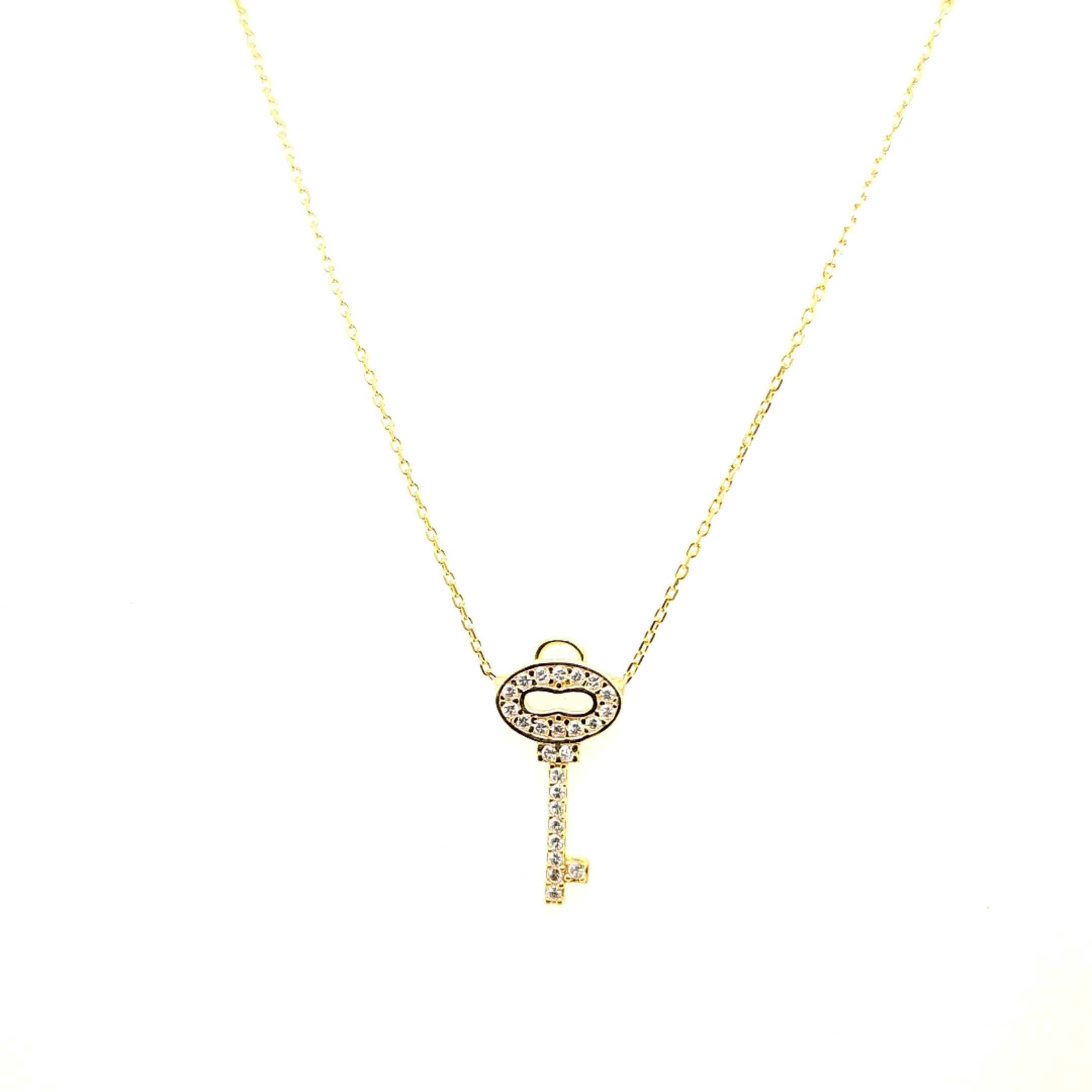 925 Silber | Halskette Schlüssel mit Zirkonia