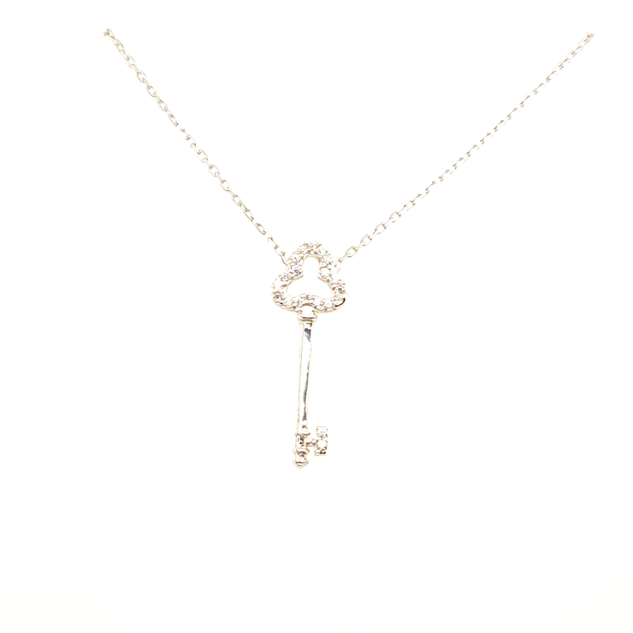 925 Silber |  Halskette Schlüssel mit Zirkonia