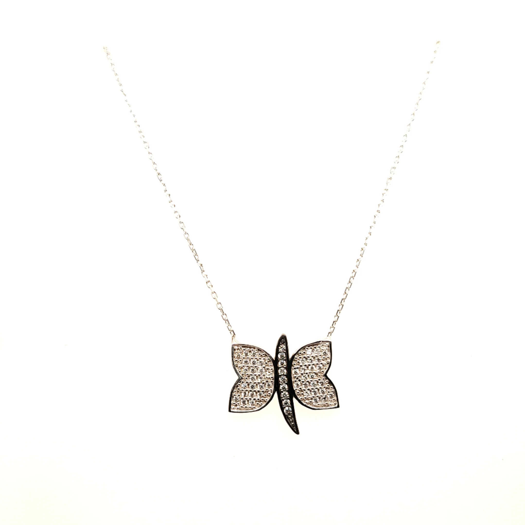 925 Silber |  Halskette Schmetterling mit Zirkonia
