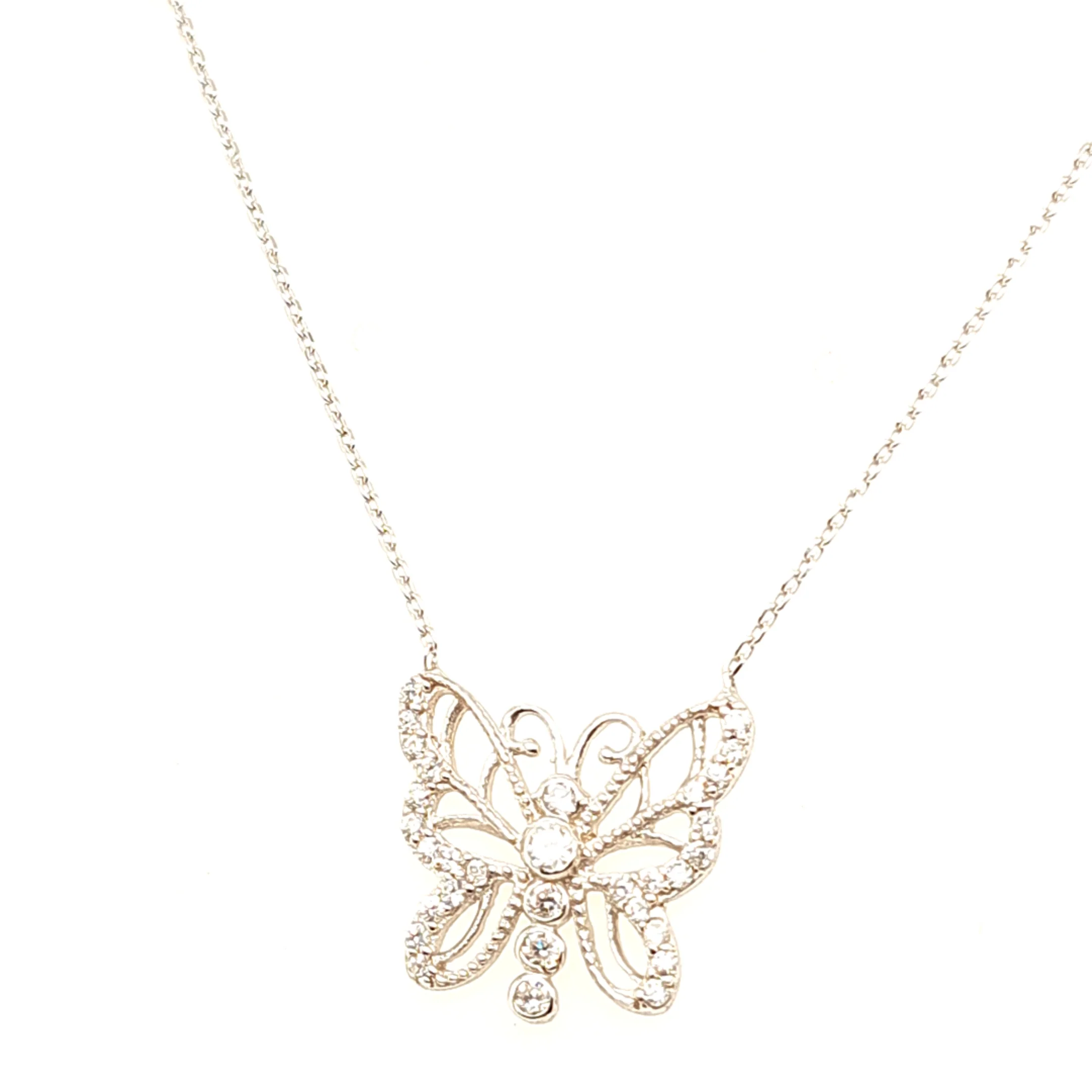 925 Silber |  Halskette Schmetterling mit Zirkonia - Image 2