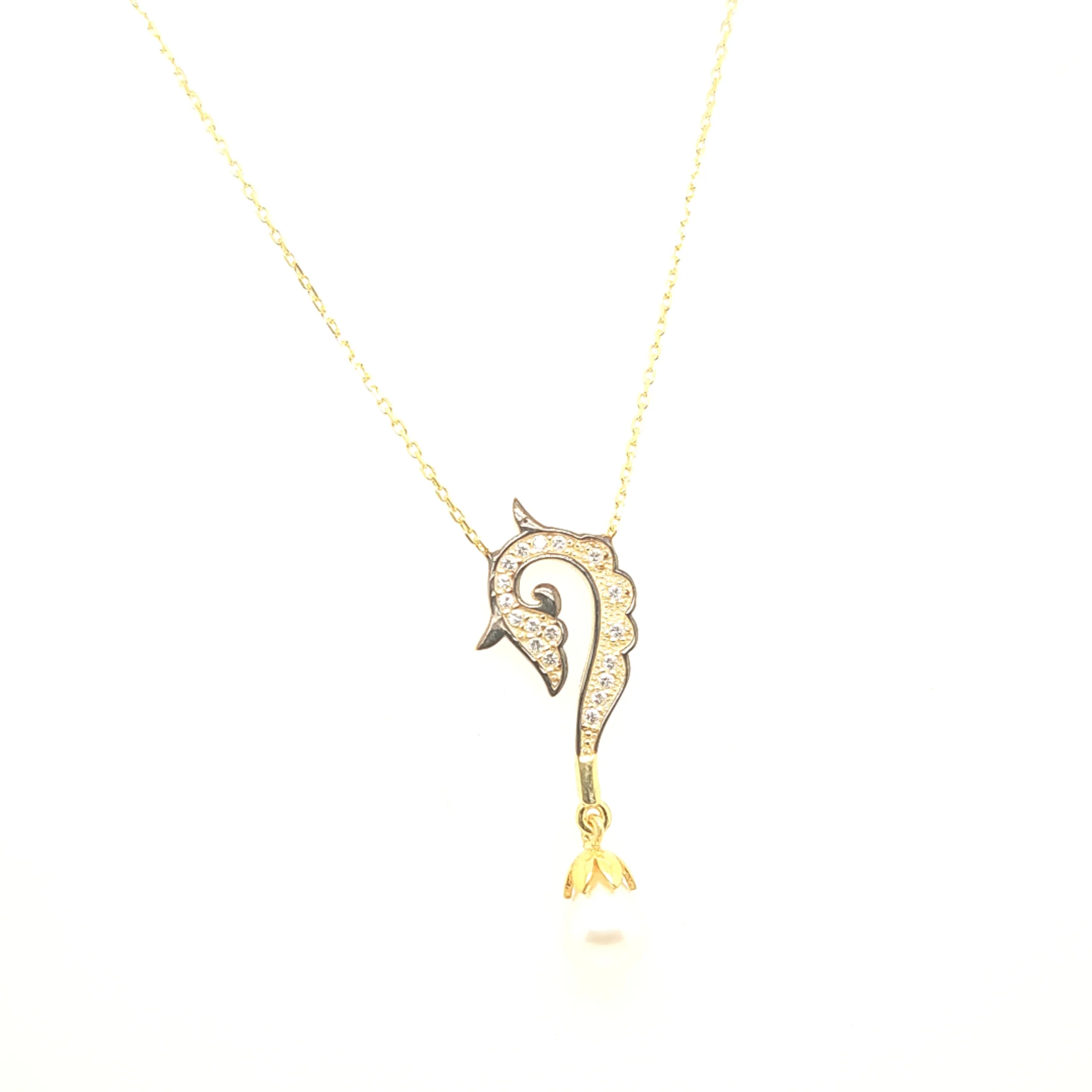 925 Silber |  Halskette Seepferd mit Zirkonia