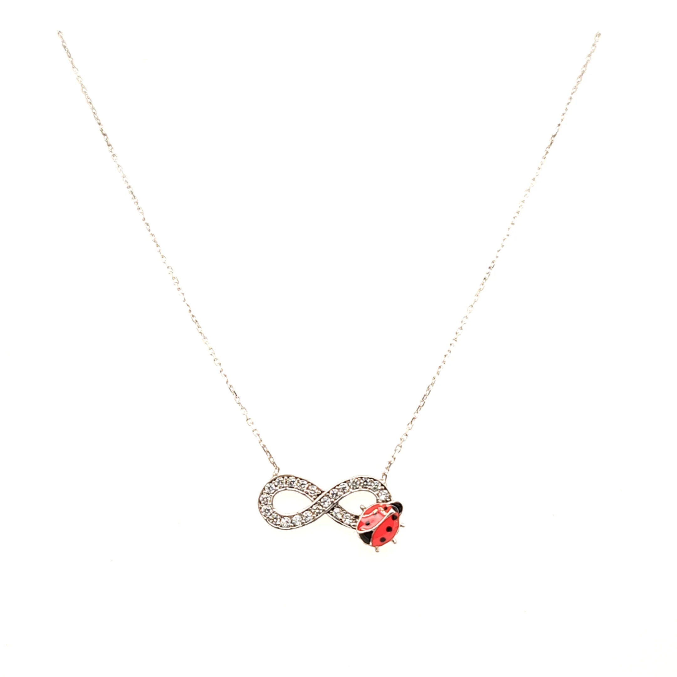 925 Silber |  Halskette Infinity mit Marienkäfer und zirkonia
