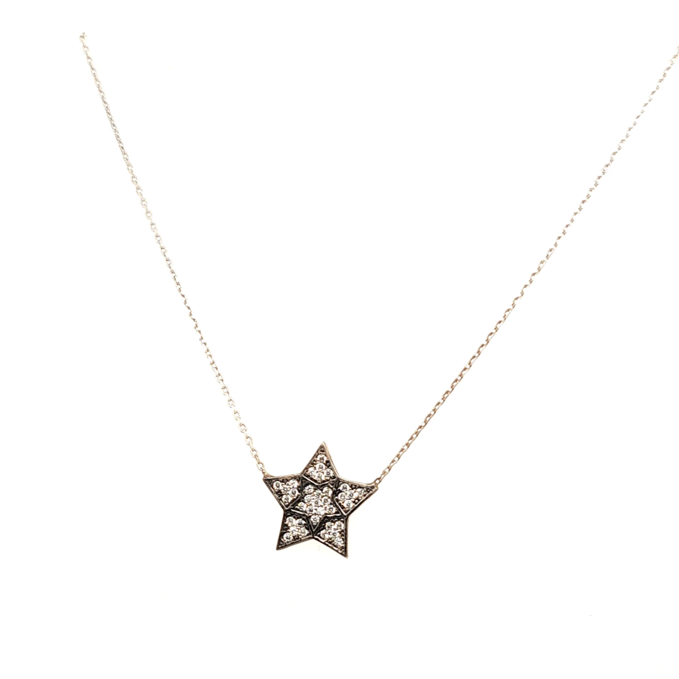 925 Silber |  Halskette Stern mit Zirkonia