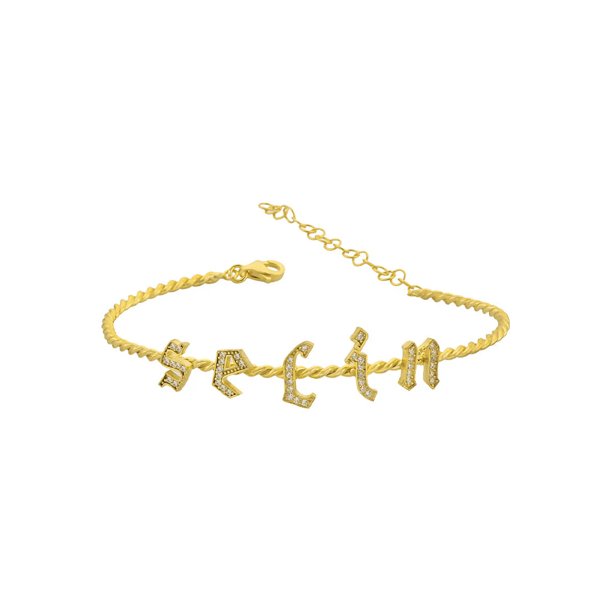Burma Armband mit Zirkonia Buchstaben Gothic