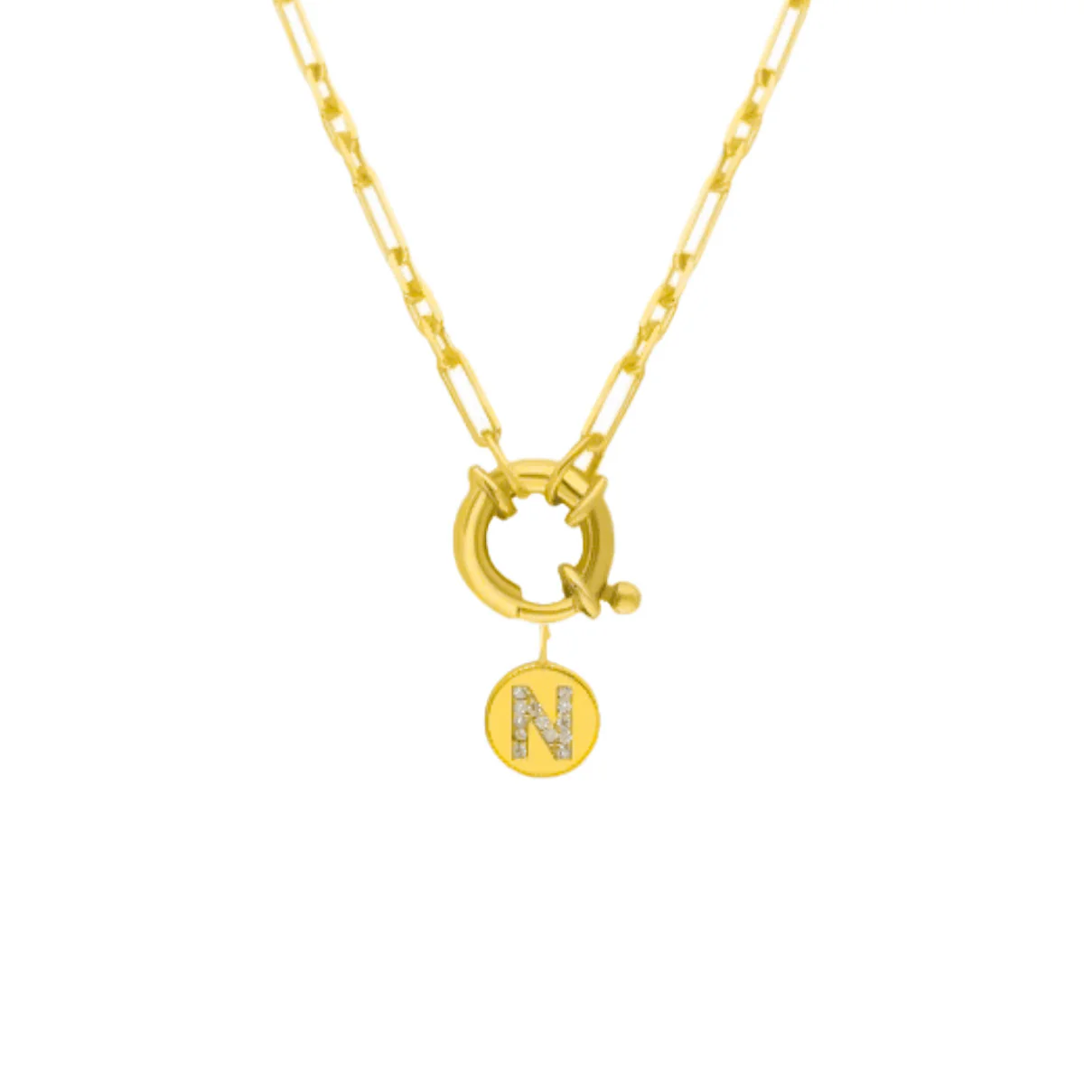 Chain Plättchen Zirkonia Buchstaben Halskette