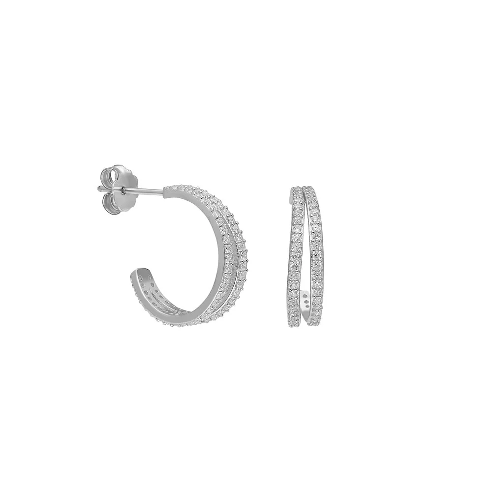 Doppelkreis Zirkonia Ohrring - Image 2