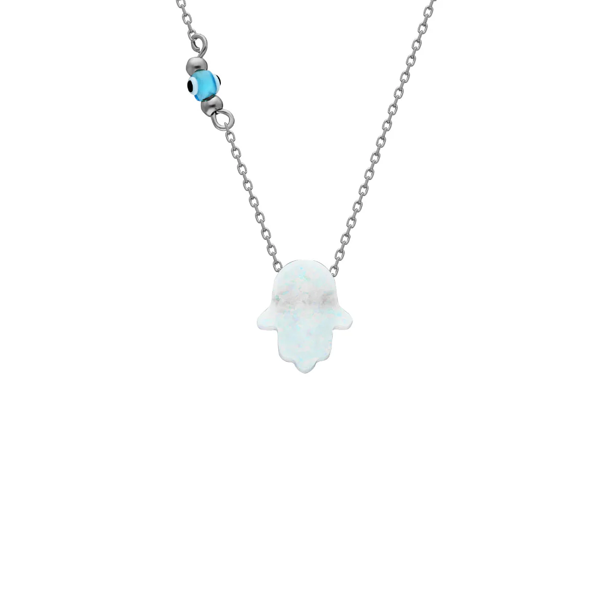 Fatimas Hand Opal kette mit Nazar White - Image 2