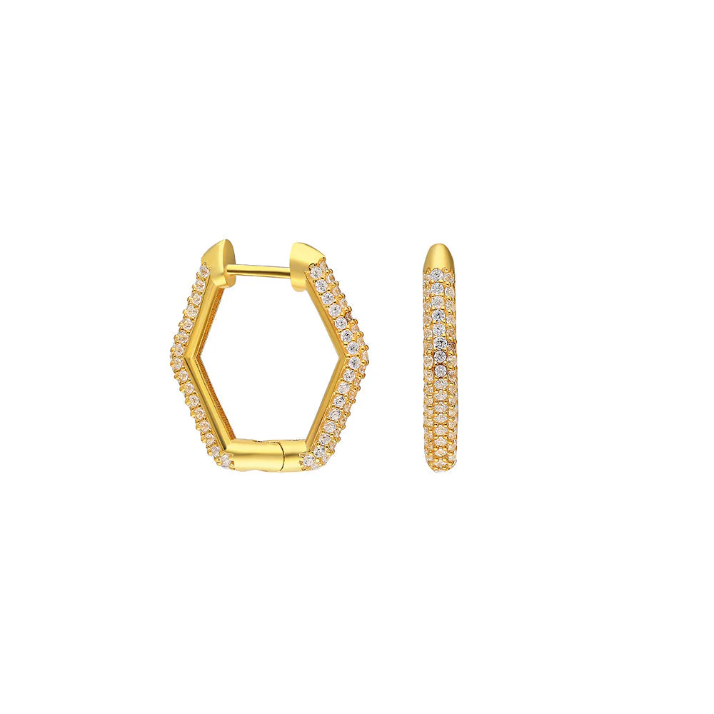 Hexagon Zirkonia Ohrring