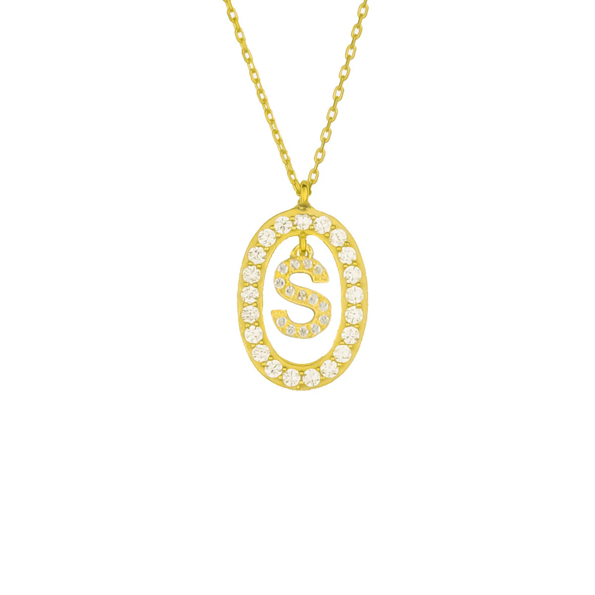Oval Zirkonia Buchstaben Kette