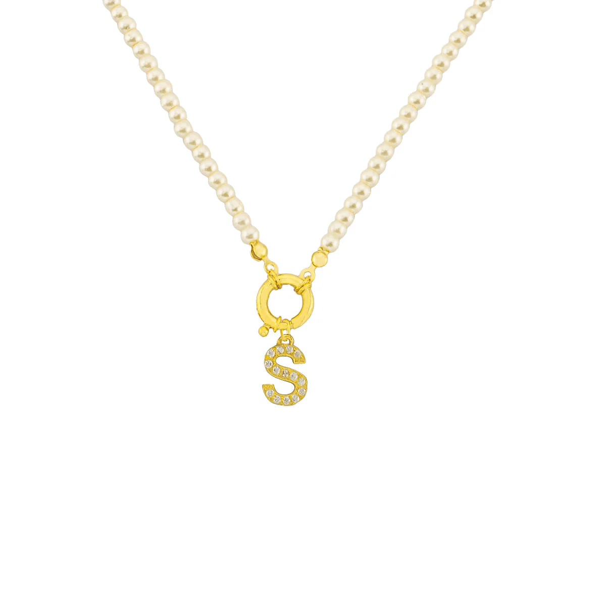 Pearl Chain zirkonia Buchstaben Halskette