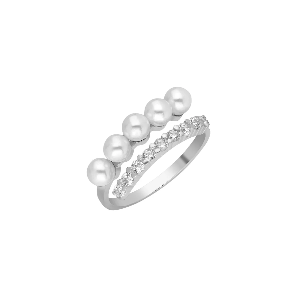 Pointed Pearl Zirconia Ring - Image 2