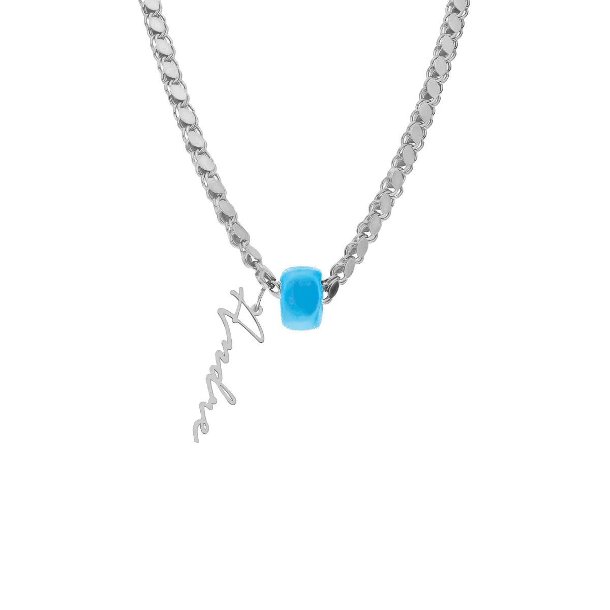 Signatur Namenskette Gersten mit Blauen Naturstein - Image 2
