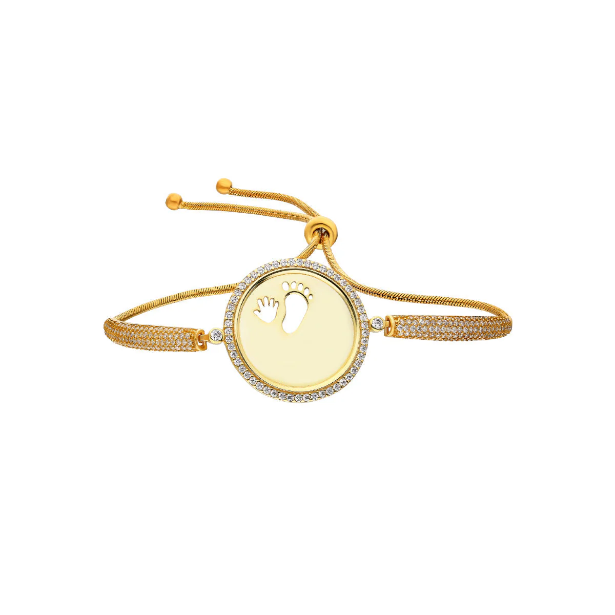 Zirkonia Gravurarmband Baby Hand&Fuß