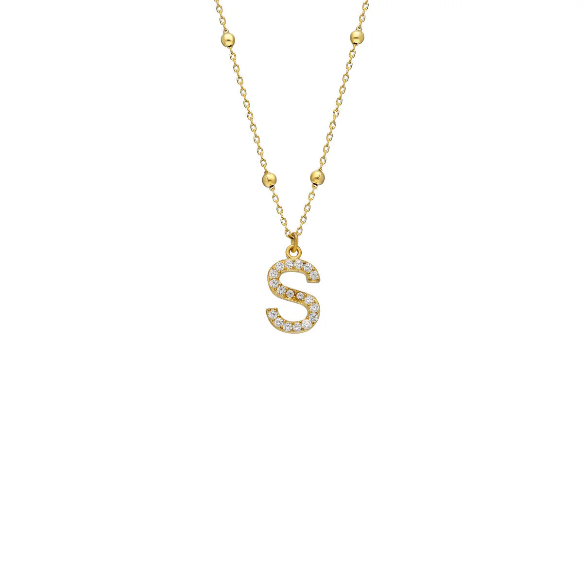 Zirkonia Vintage Letter Necklace